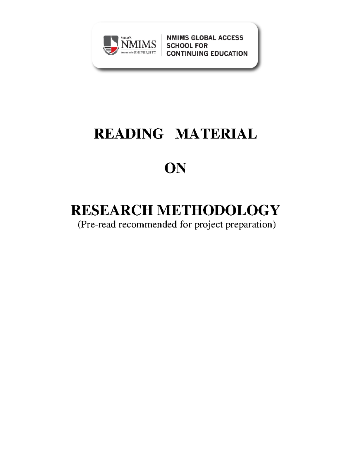 Project Methodology - GOOD TO LEARN - READING MATERIAL ON RESEARCH ...