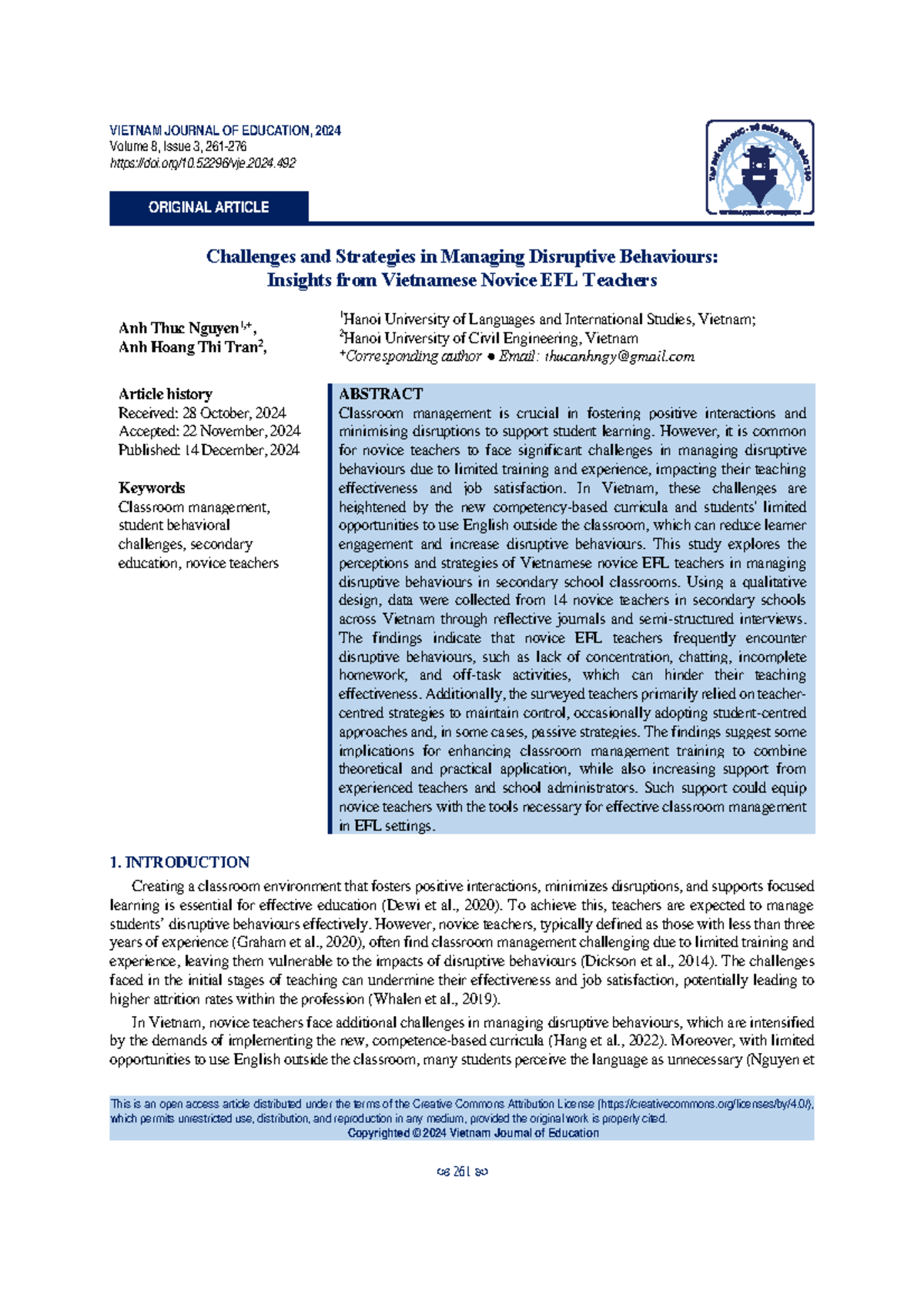 Challenges and Strategies in Managing Disruptive Behaviours: Insights ...