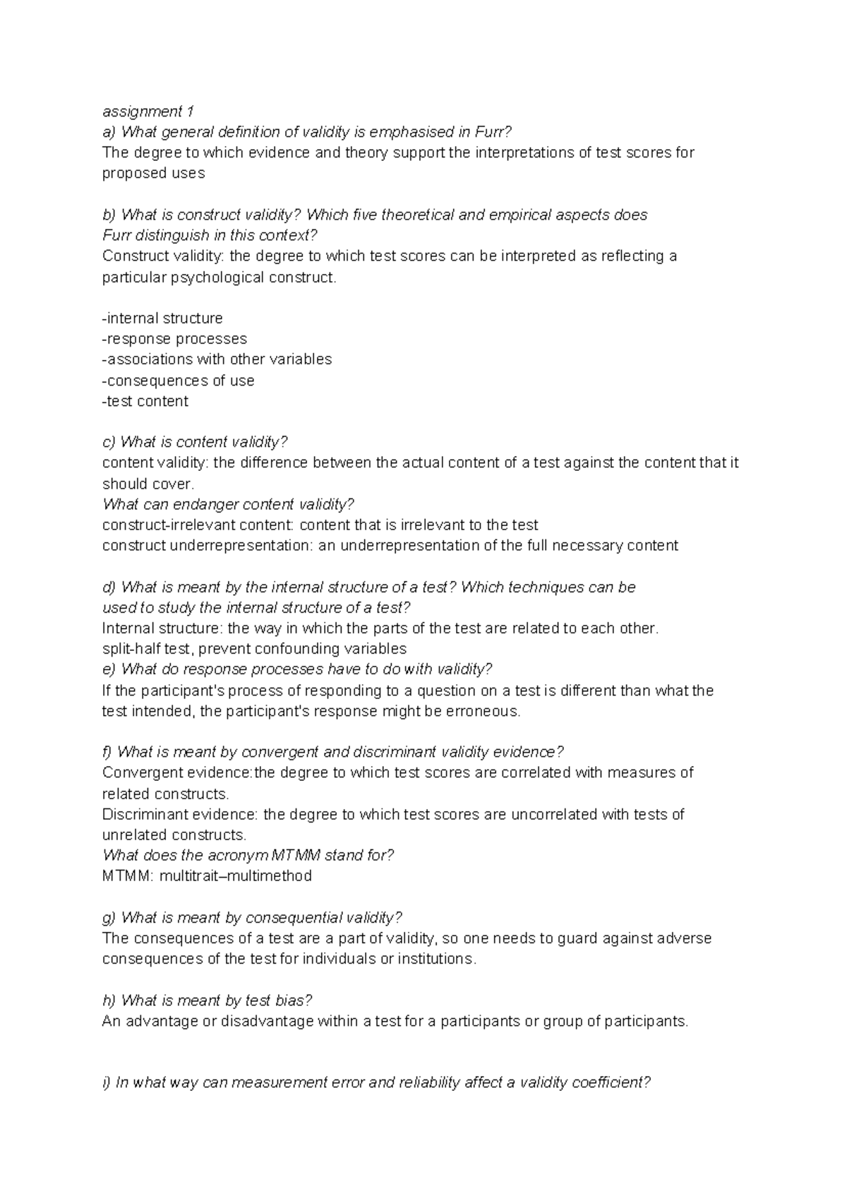 Psychometrics WG3: Understanding Validity - Assignments 1 & 2 Insights ...