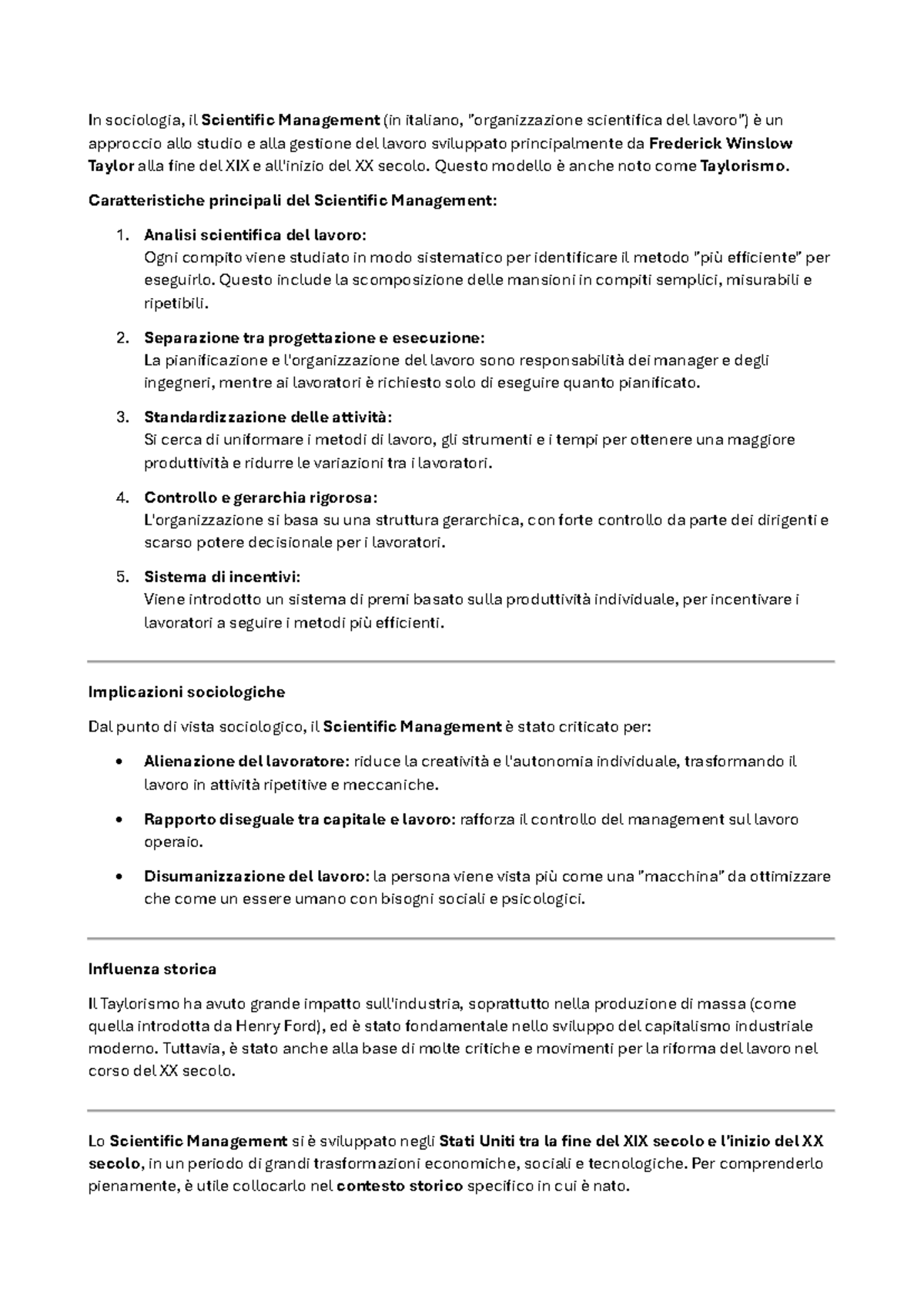 Sociologia dell'Organizzazione: Il Scientiﬁc Management e il Taylorismo ...