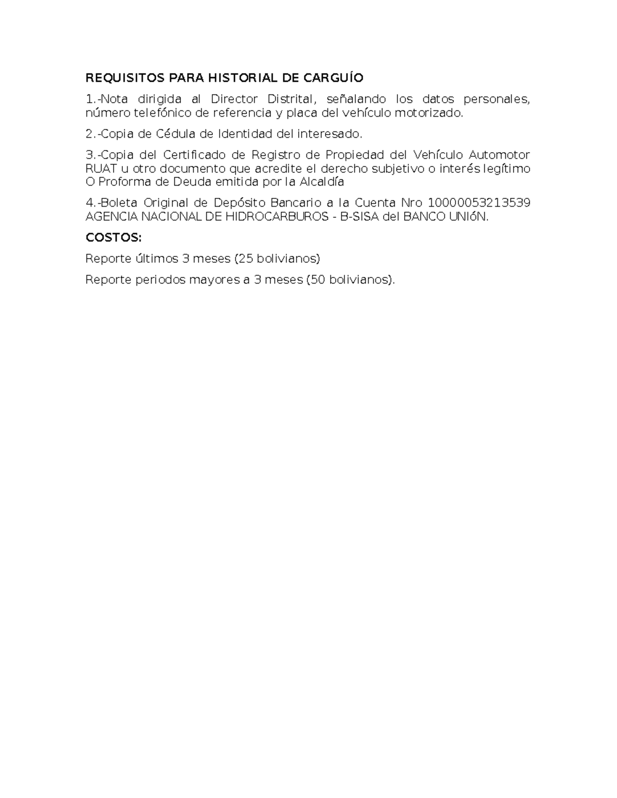 Requisitos para Historial de Carguío - BVB Carta Anh - Document Preview
