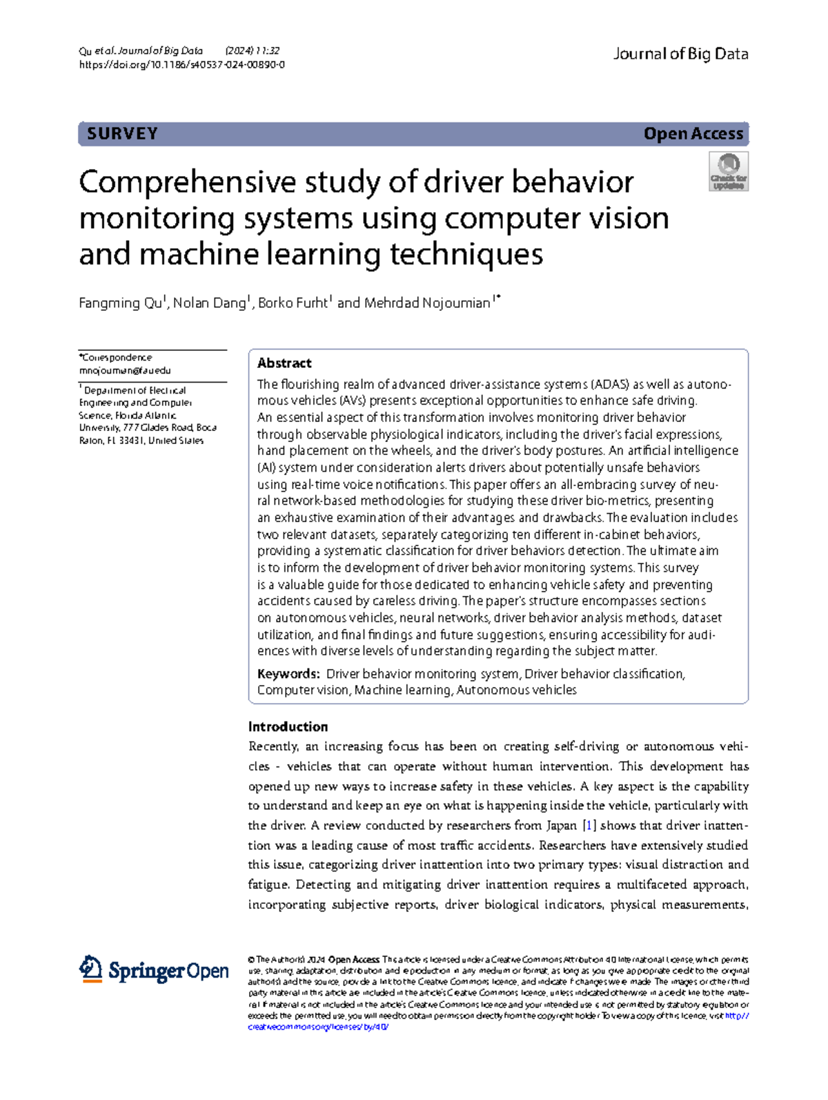 Comprehensive survey on driver behavior monitoring systems (S40537 ...