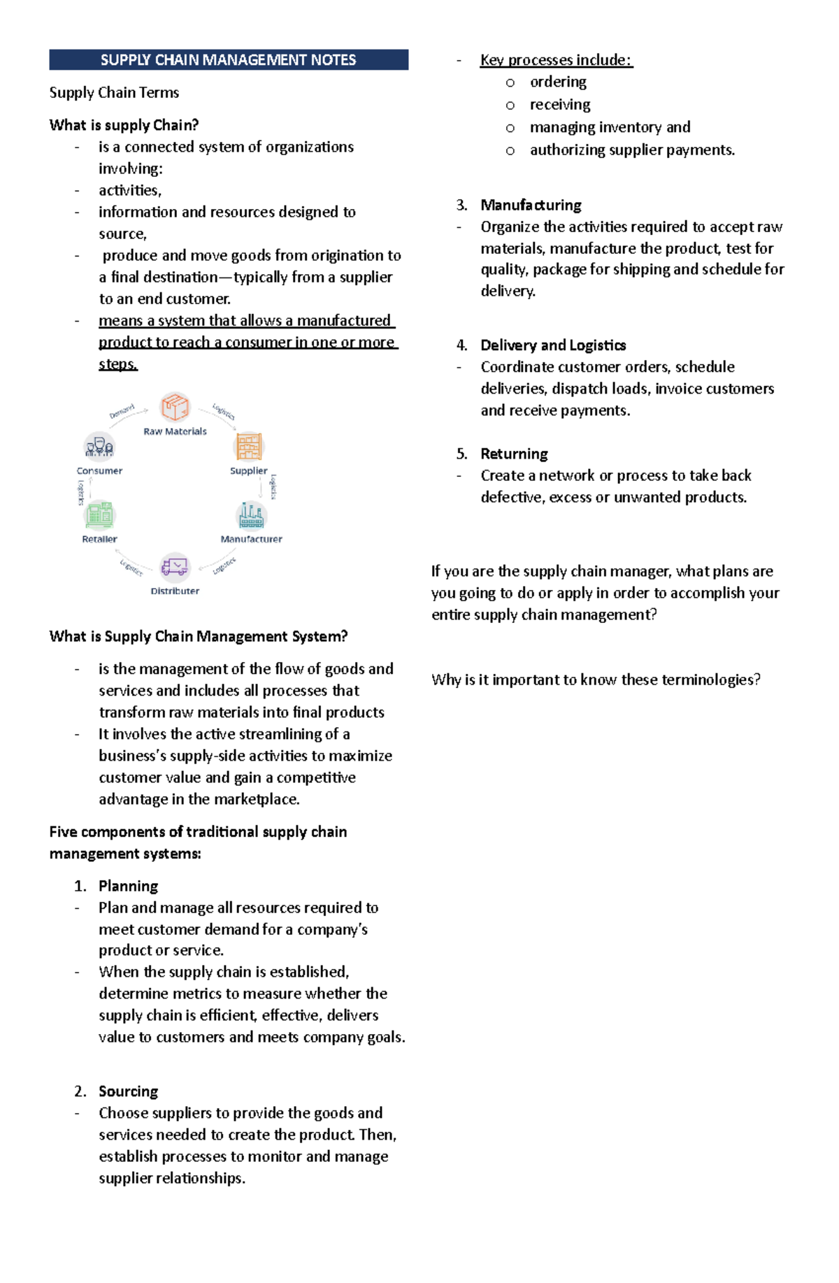 Supply Chain Management Notes ( Finals) - SUPPLY CHAIN MANAGEMENT NOTES ...