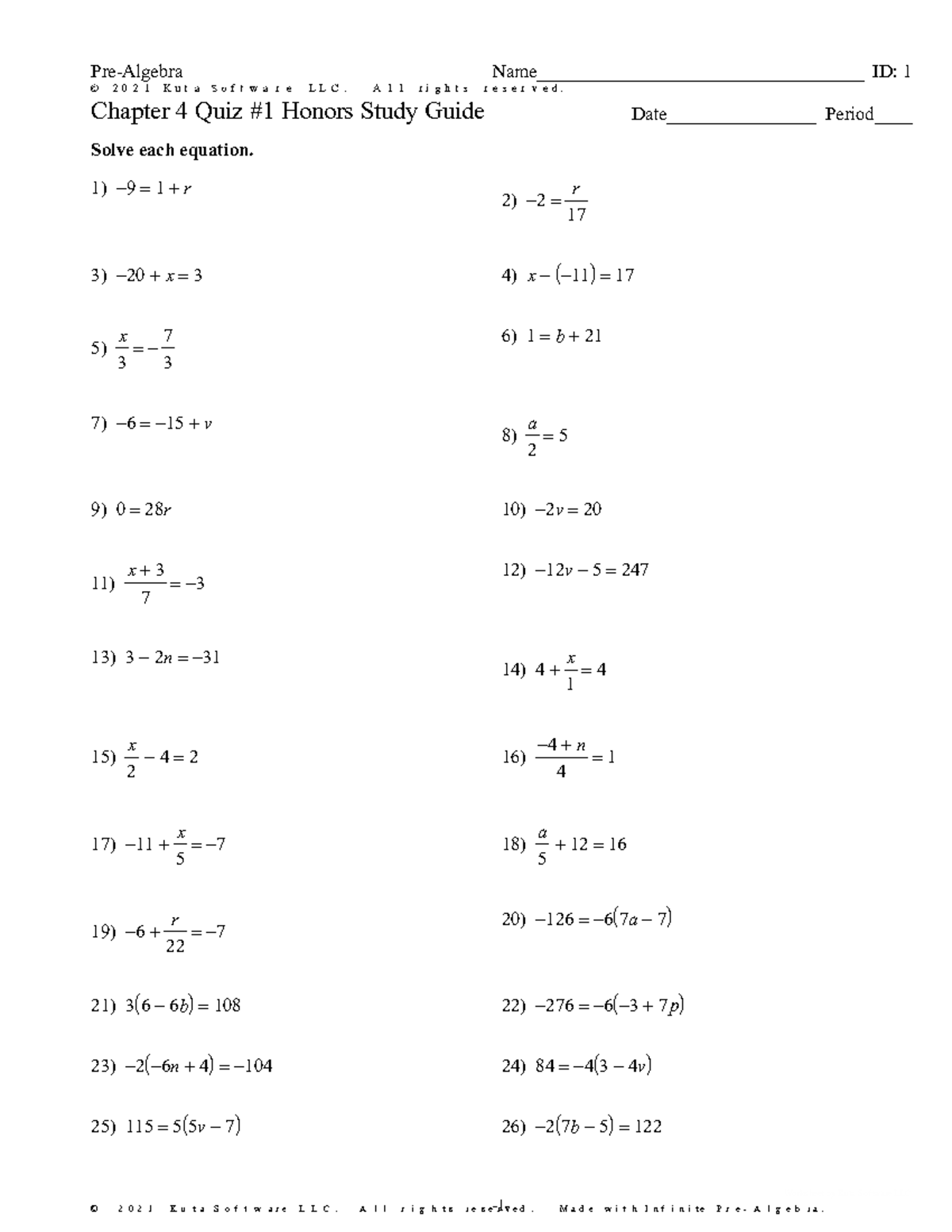 Chapter 4 Quiz #1 Honors Study Guide - ©M M 2 Y 0 f 2 Y 1 W QK^uVtyaa ...