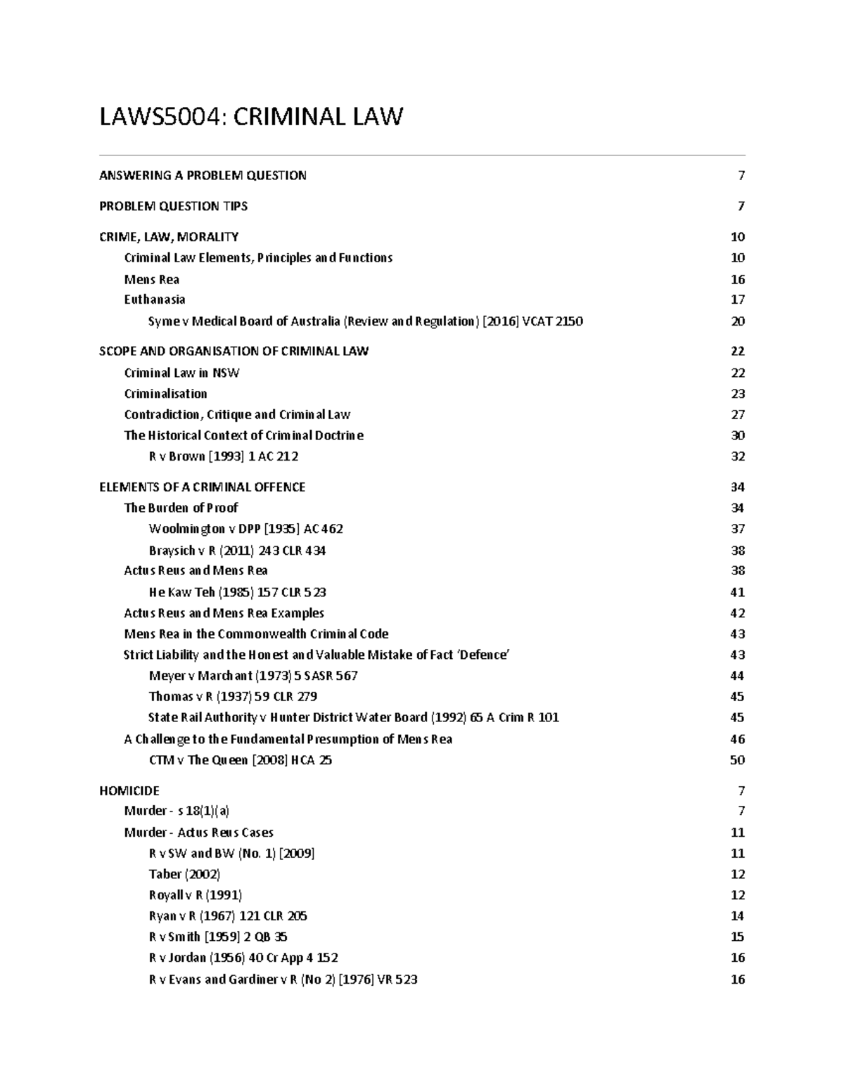 Criminal law notes - detailed case notes - HKU - Studocu