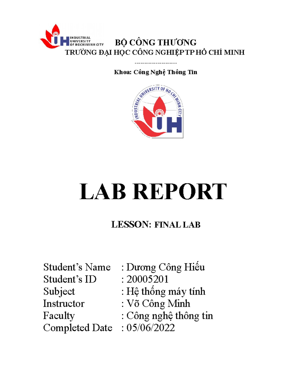 Finallab 2 - HTMTKT - BỘ CÔNG THƯƠNG TRƯỜNG ĐẠI HỌC CÔNG NGHIỆP TP HỒ ...