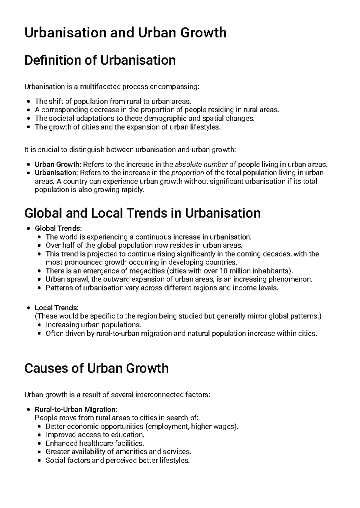 Urbanization and Urban Growth - Study Guide (UG101) - Studocu