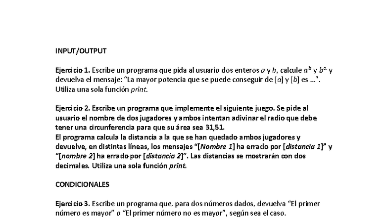 Ejercicios de Repaso en Python - Ejs 1-9 - Studocu