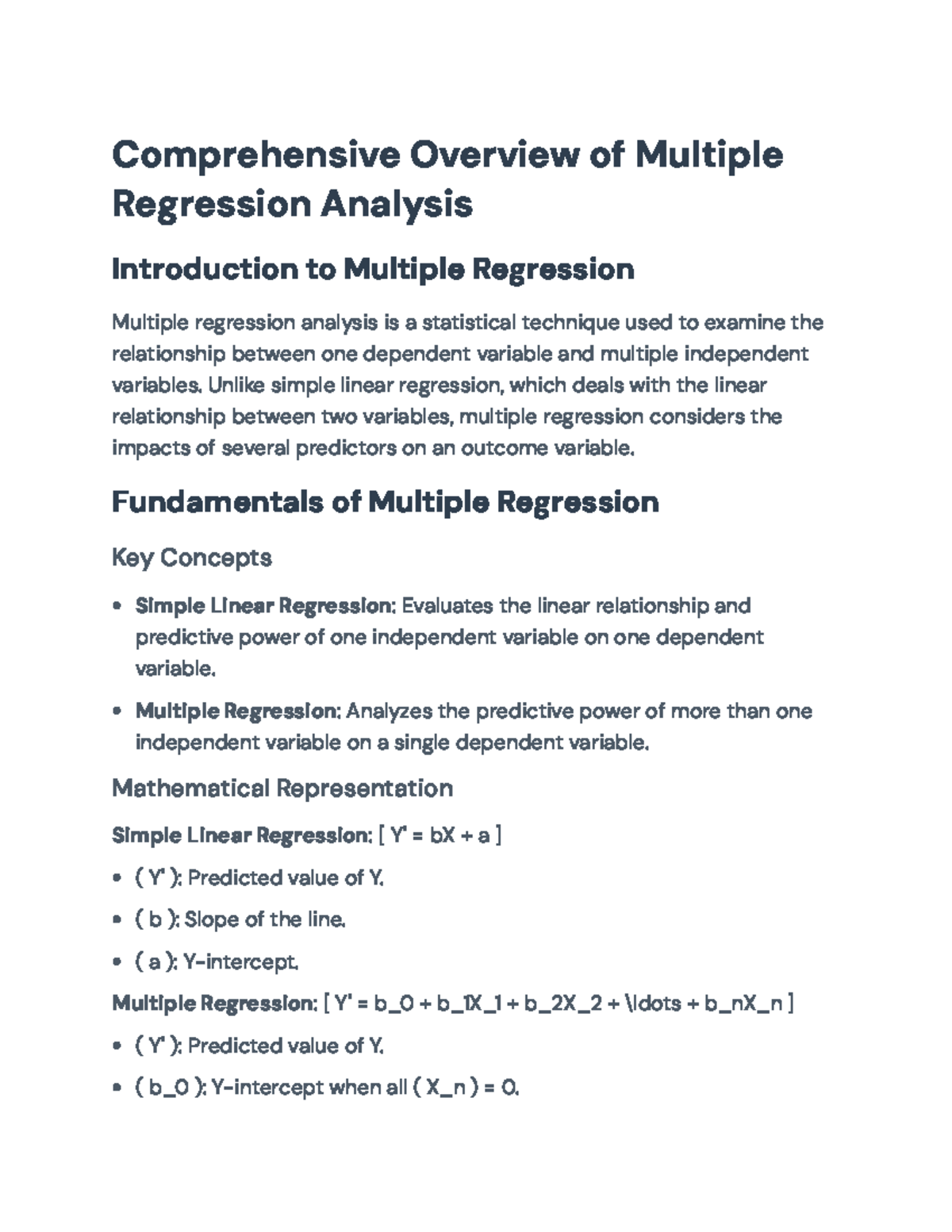 Comprehensive Overview of Multiple Regression Analysis Techniques ...