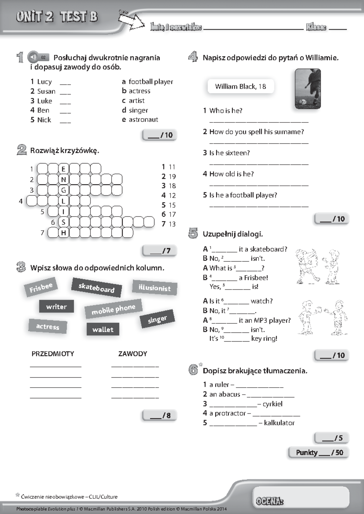 Evolution Plus klasa 4 Unit 2 Test B - Zawody i Dialogi - Studocu