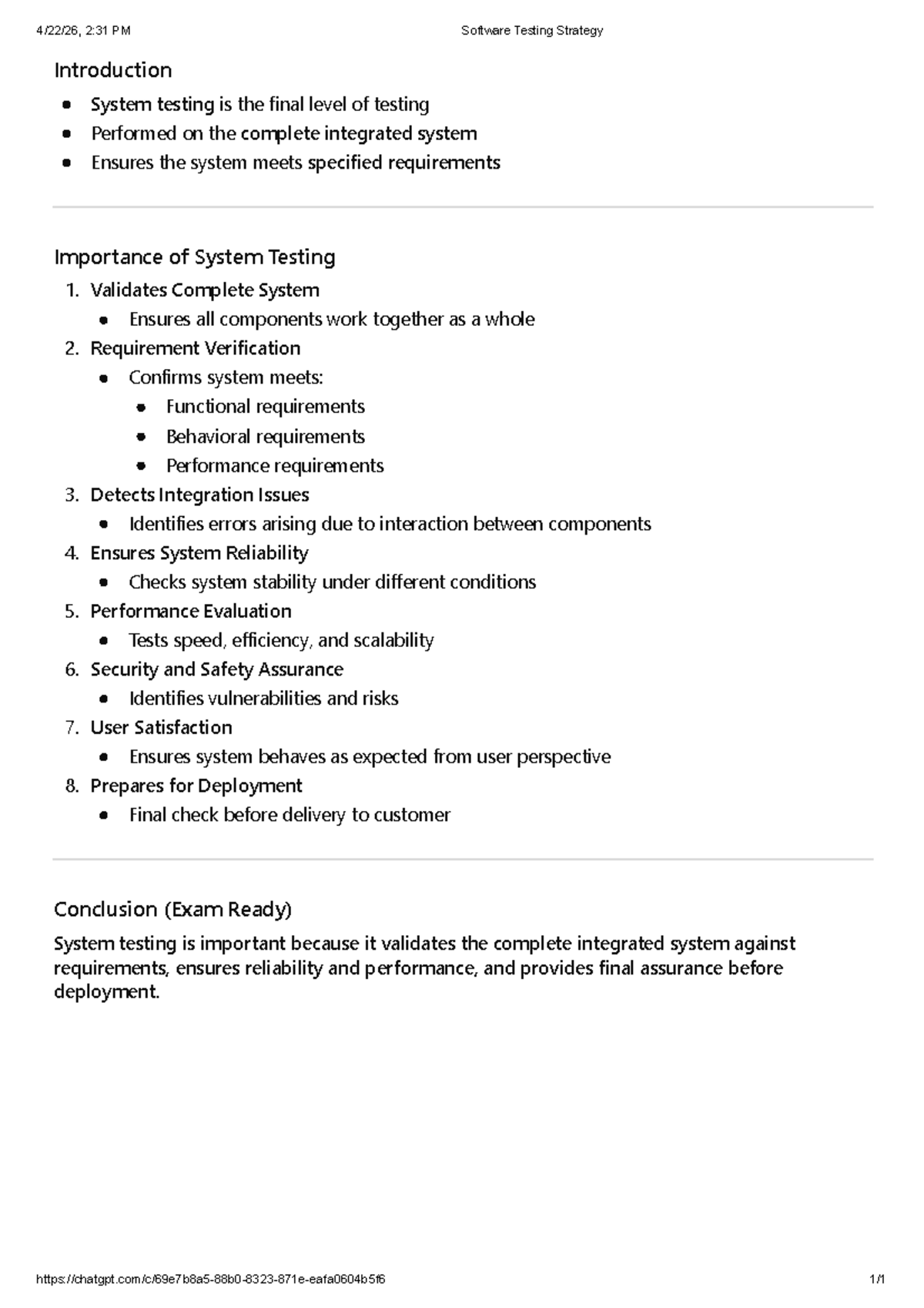CS101: System Testing Strategy Overview and Importance - Studocu