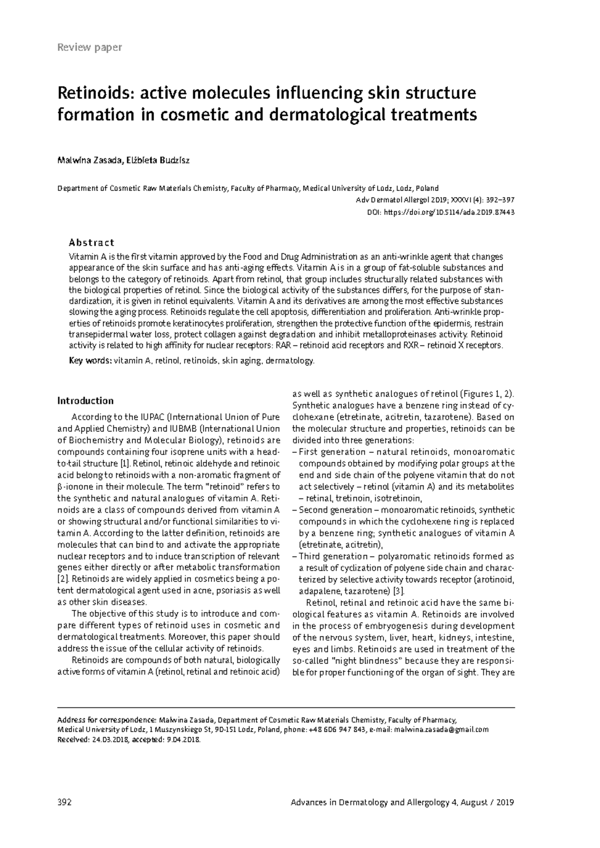 Retinoids in Dermatology: Influencing Skin Structure & Aging (AD 4 ...