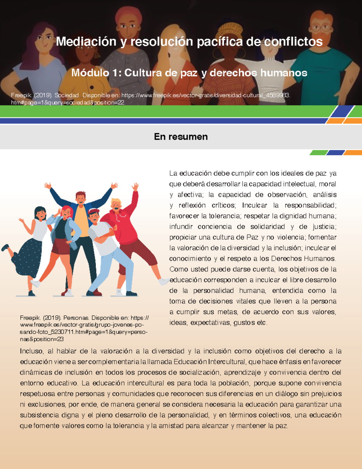 Resumen del Módulo 1 - Cultura de Paz y Derechos Humanos - CNDH - Studocu