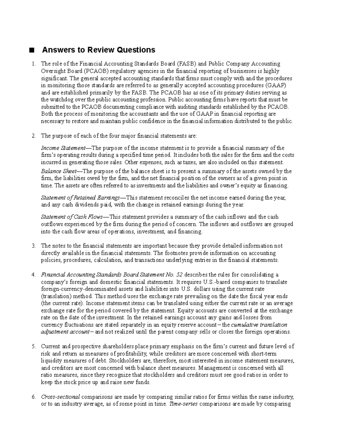Chapter 3 Financial Statements and Ratio Analysis-Solutions - Answers ...