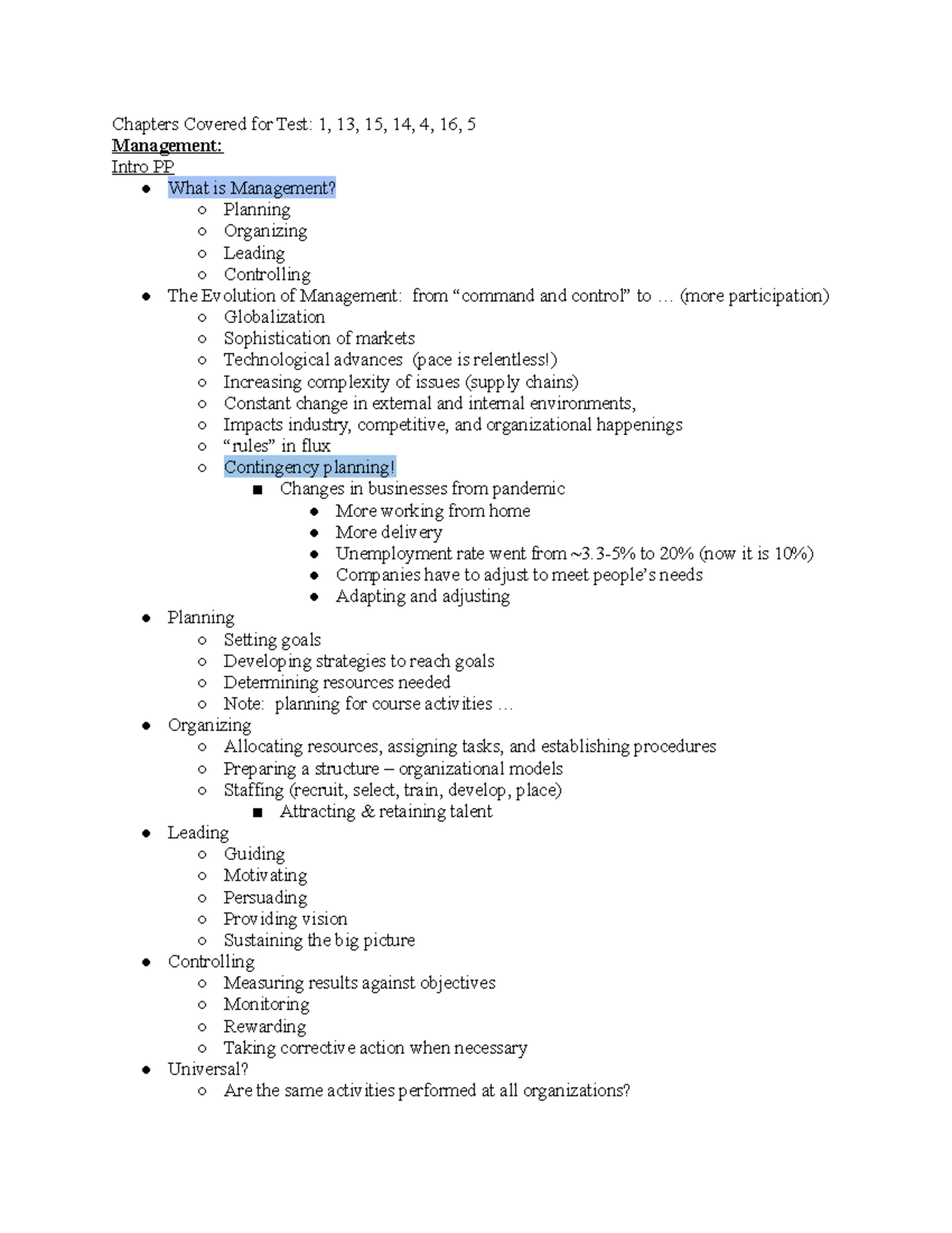 CE 101 Exam 1 Study Notes: Key Management Concepts and Teams - Studocu