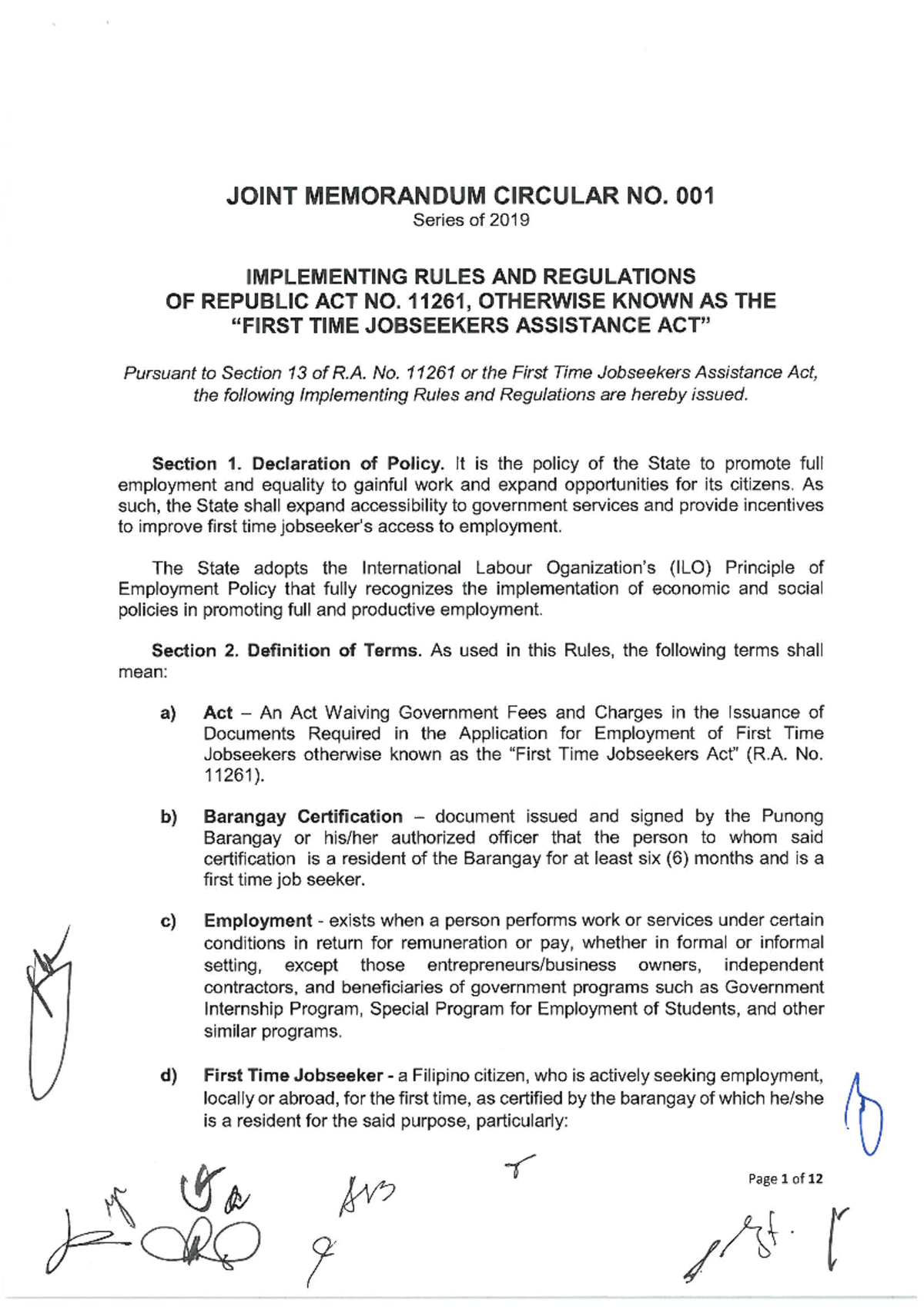 RA 11261 IRR: Essential Guidelines for First Time Jobseekers - Studocu