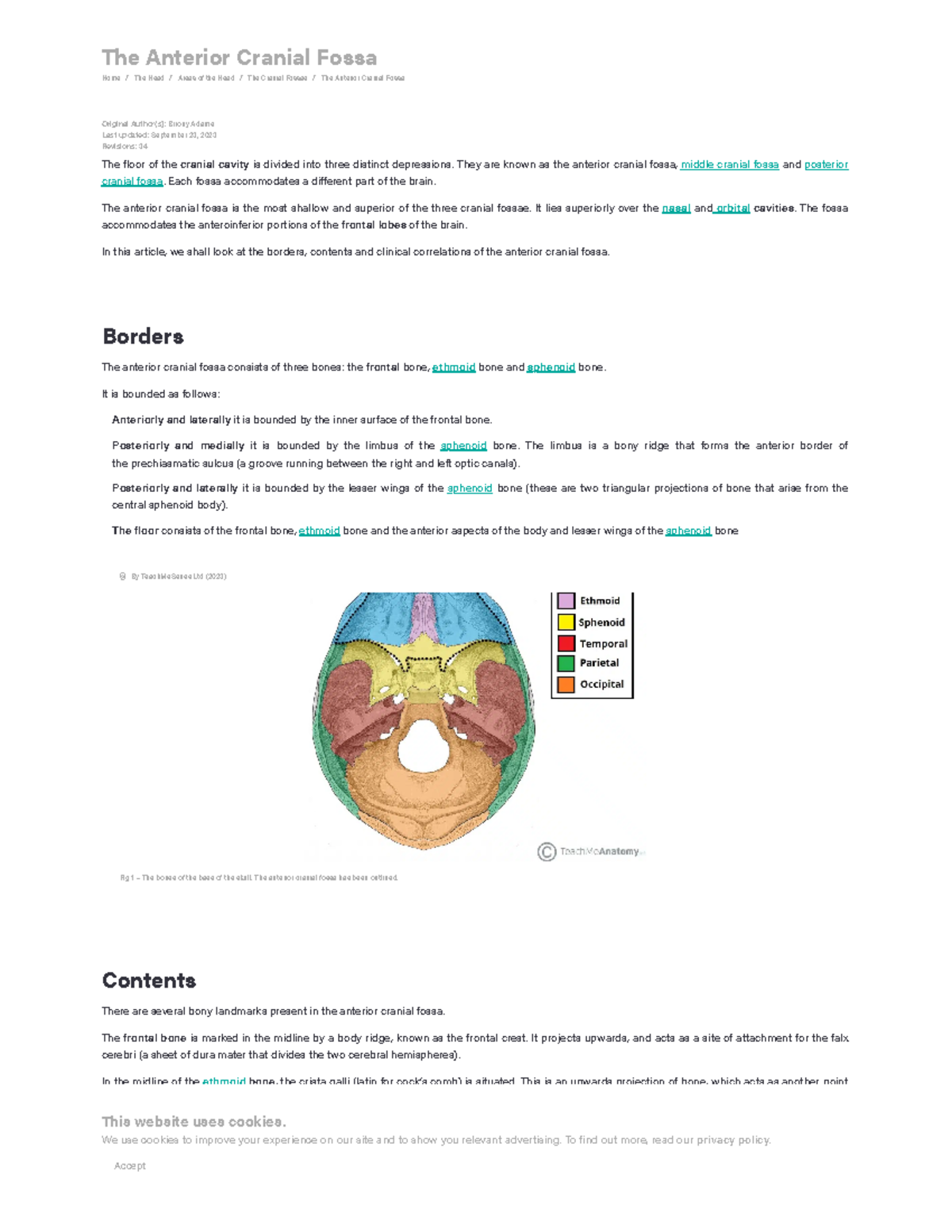 Anterior Cranial Fossa Boundaries Contents Teachmeanatomy