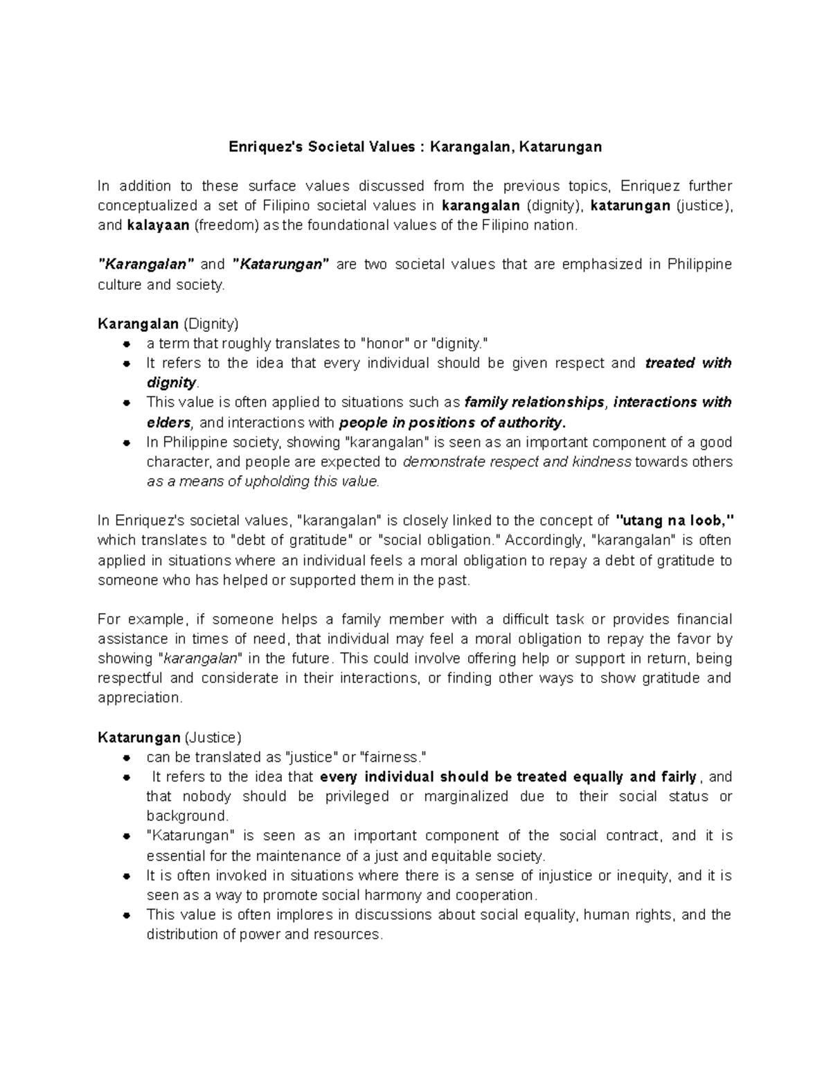 Enriquez's Societal Values Insights: Karangalan & Katarungan Explained ...