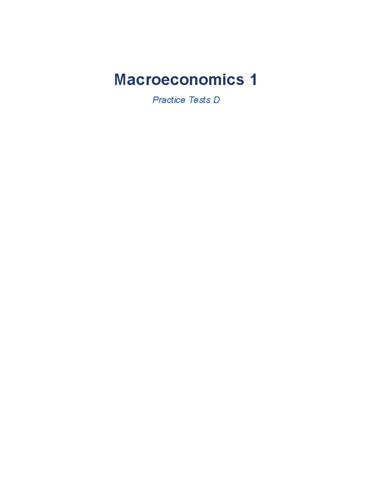 Macroeconomics 1 Practice Mock Test D: Key Concepts & Answers - Studocu