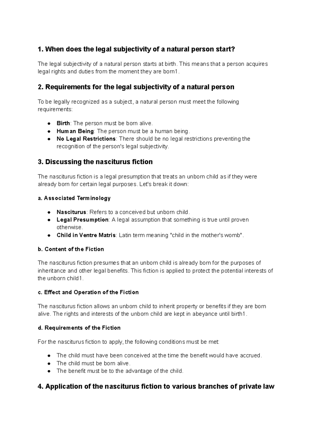 Law of Persons: Themes 3 and 4 - Legal Subjectivity & Termination ...