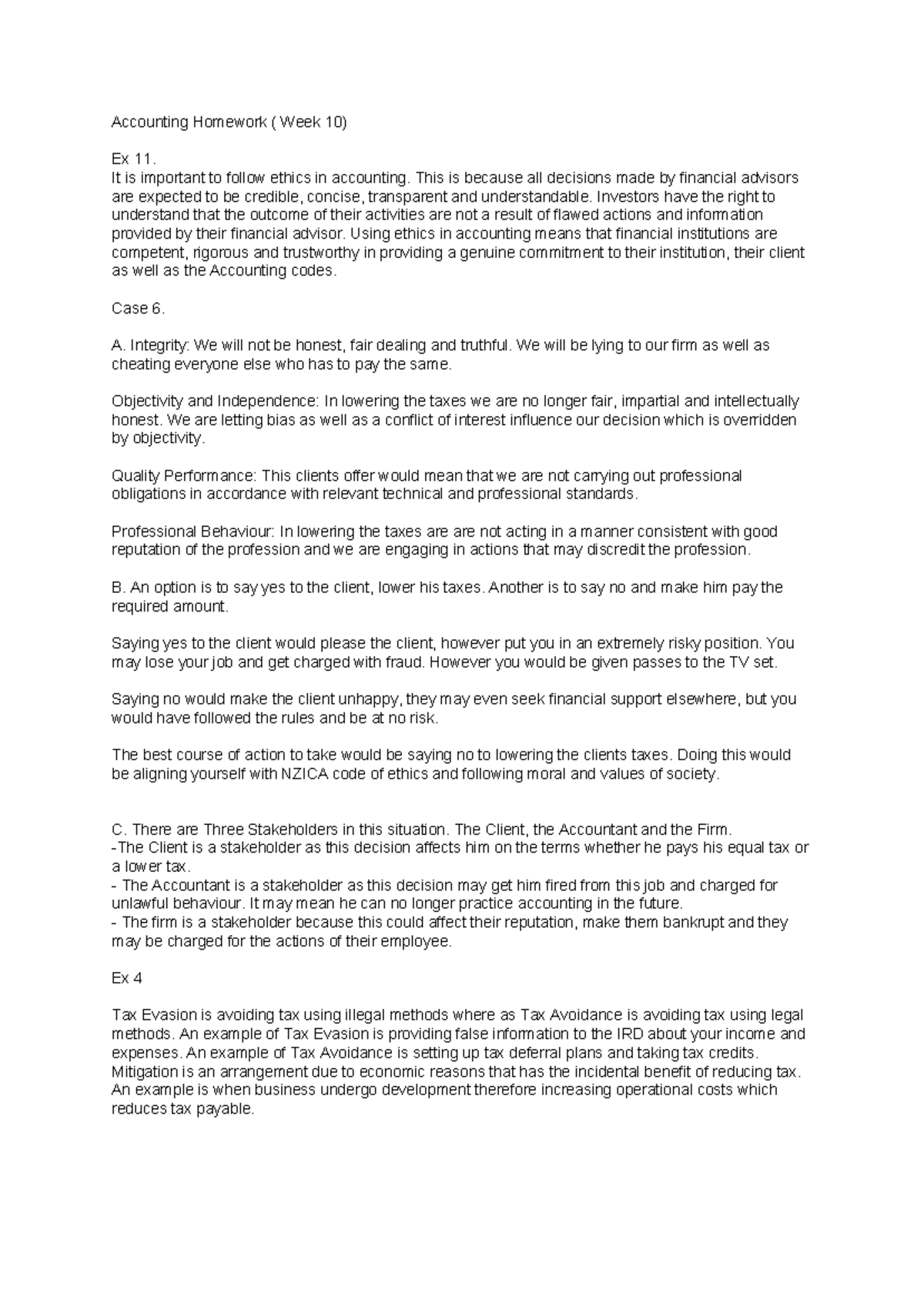 Acctn 101 Homework: Ethics in Accounting & Stakeholder Analysis - Studocu