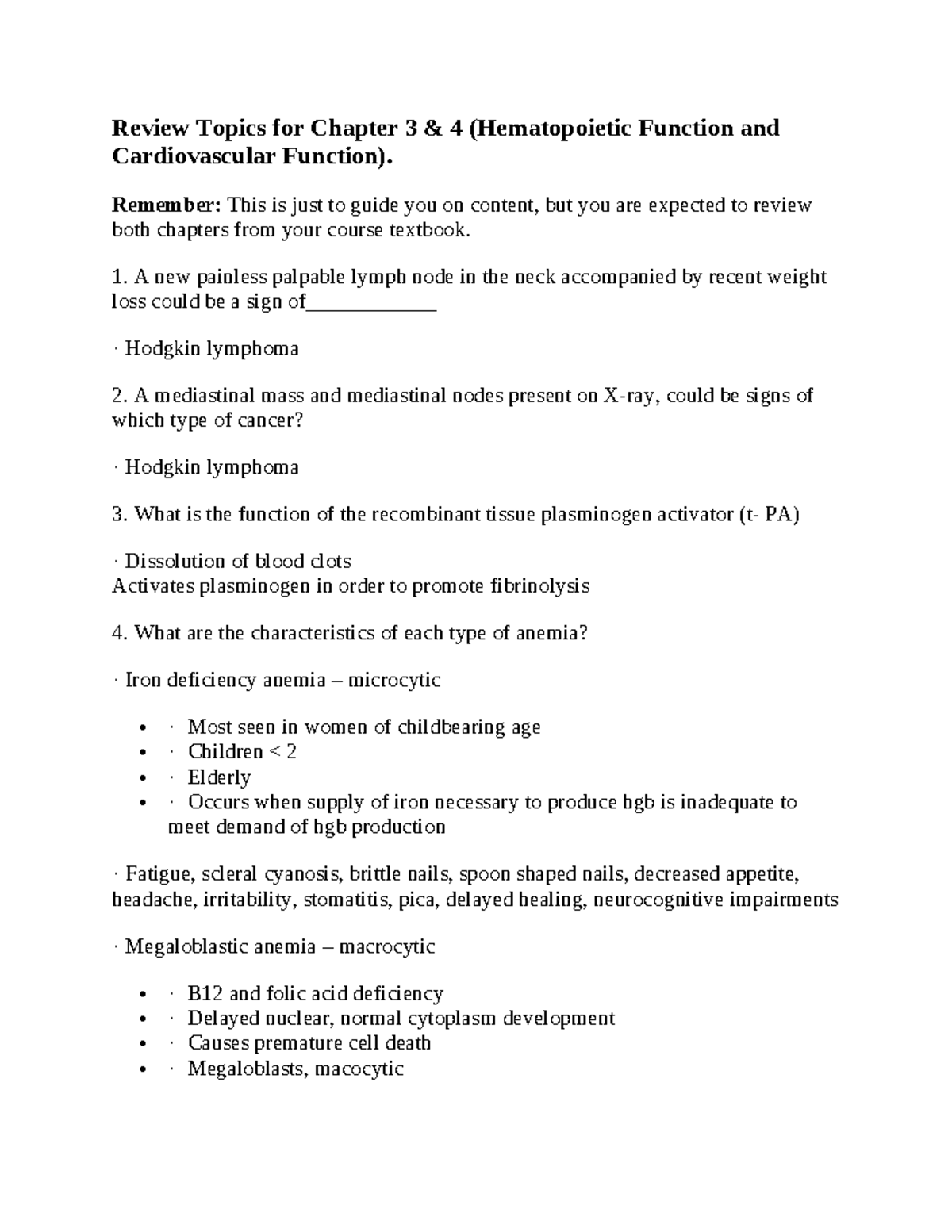 Review Topics for Chapter 3and 4 - Remember: This is just to guide you ...