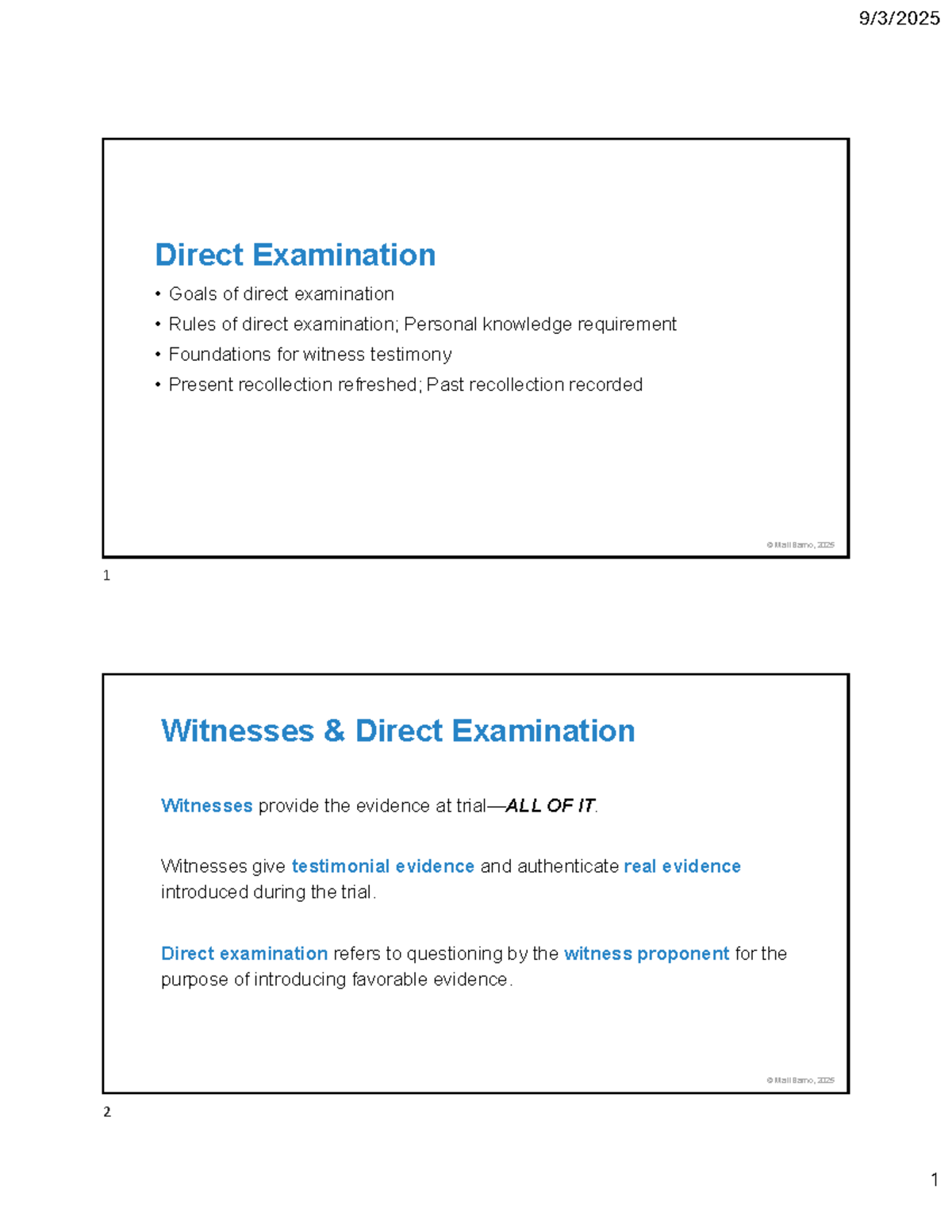 Reviving Witness Memory: Present & Past Recollection Techniques (LAW ...