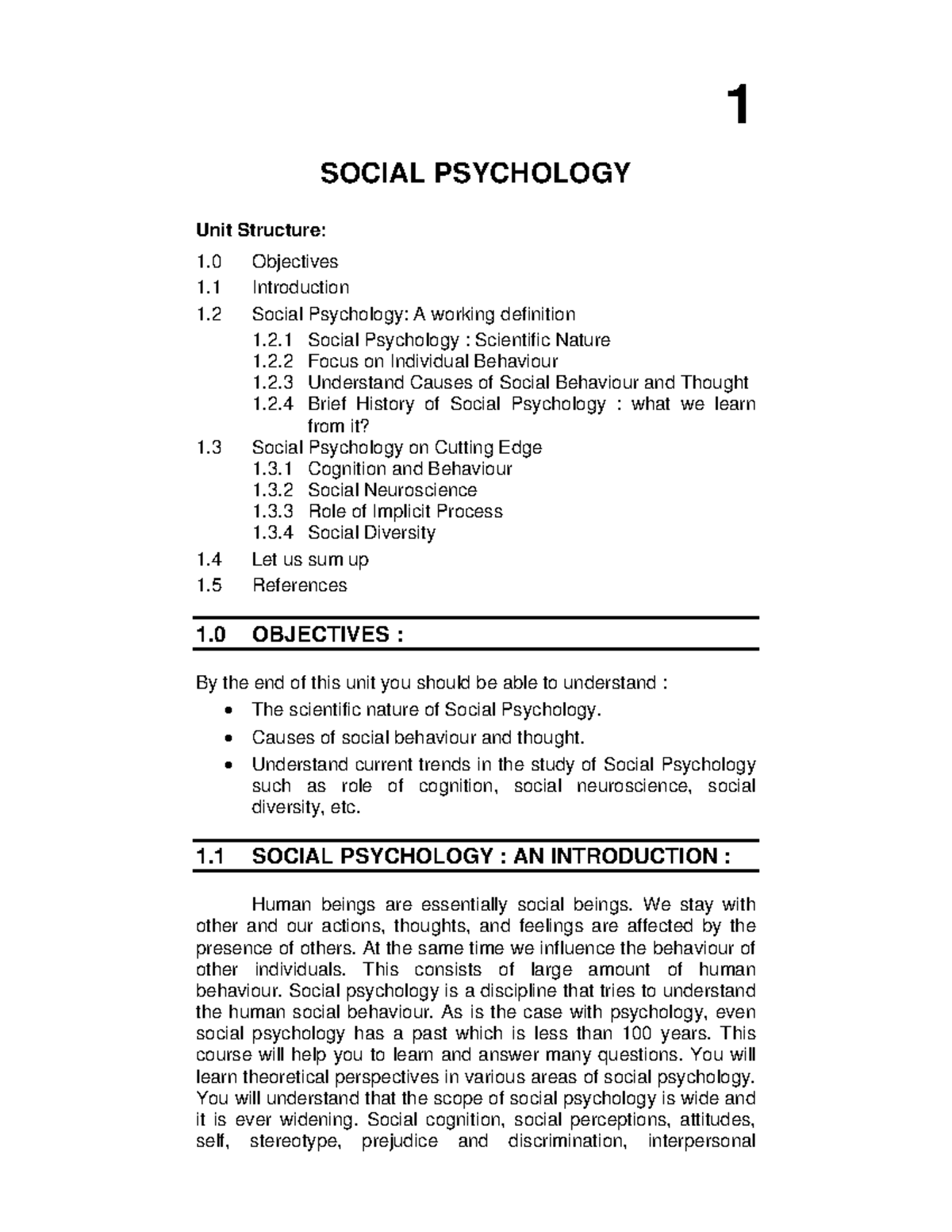 SOC 101: Social Psychology Lecture Notes and Unit Structure - Studocu