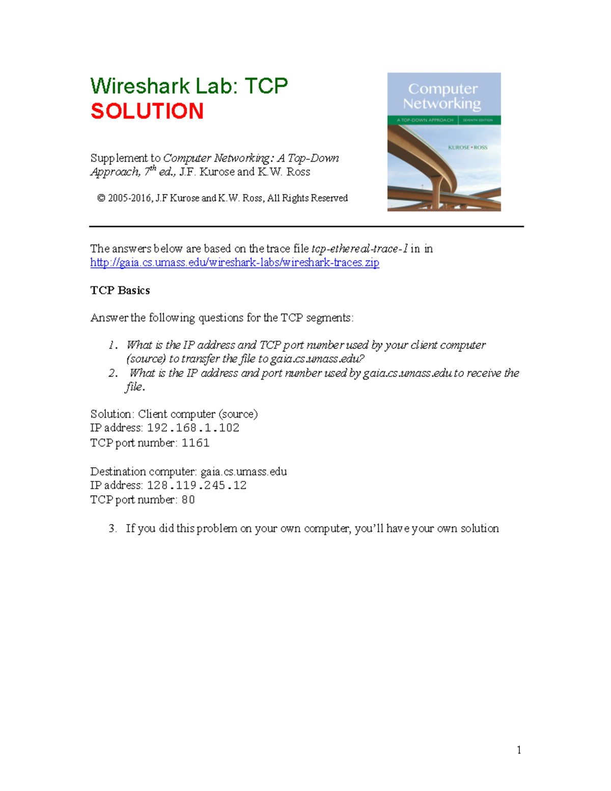 Wireshark Lab: TCP Analysis Solutions - Computer Networking (7th Ed ...