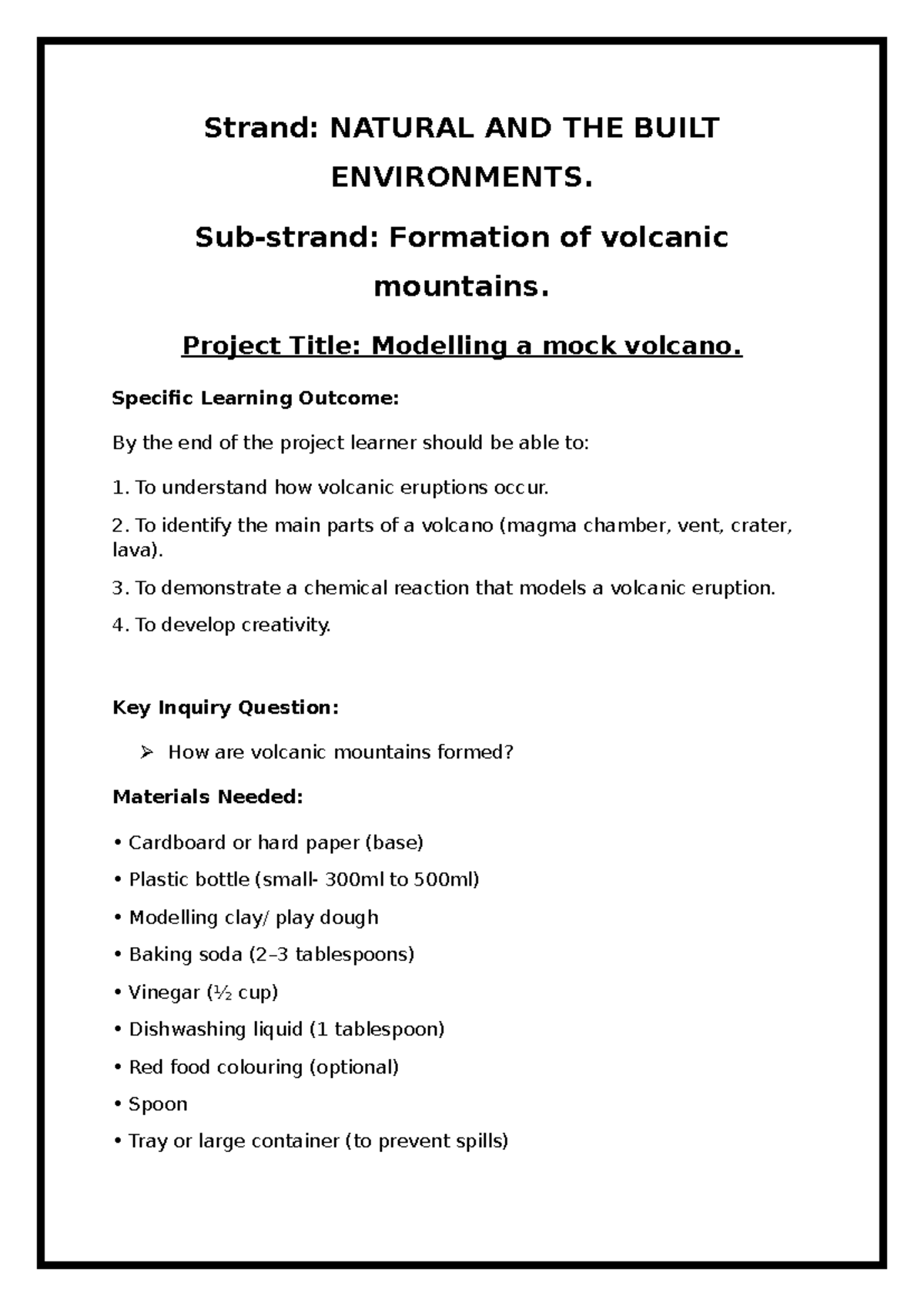 MOCK Volcano Project: Understanding Volcanic Formation and Eruptions ...