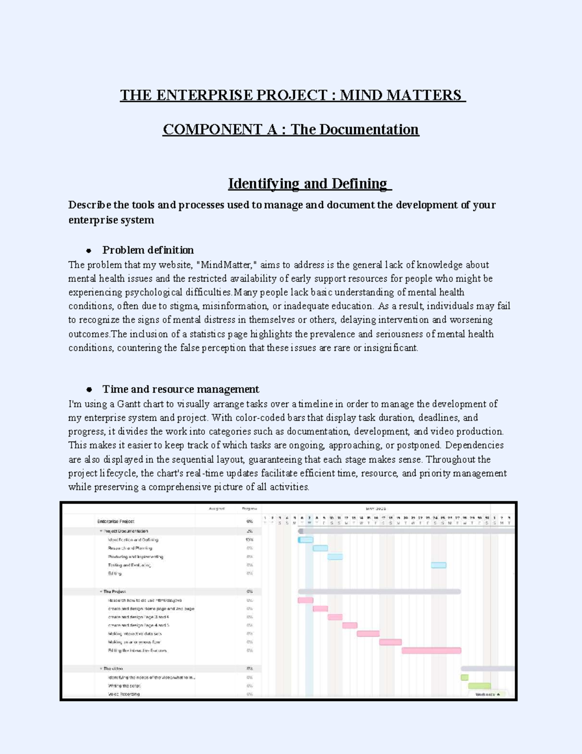 Enterprise Project Documentation: Mind Matters Component A - Studocu