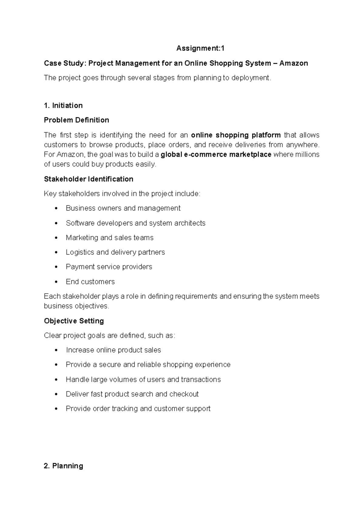 Case Study PM: Project Management for Online Shopping System - Studocu