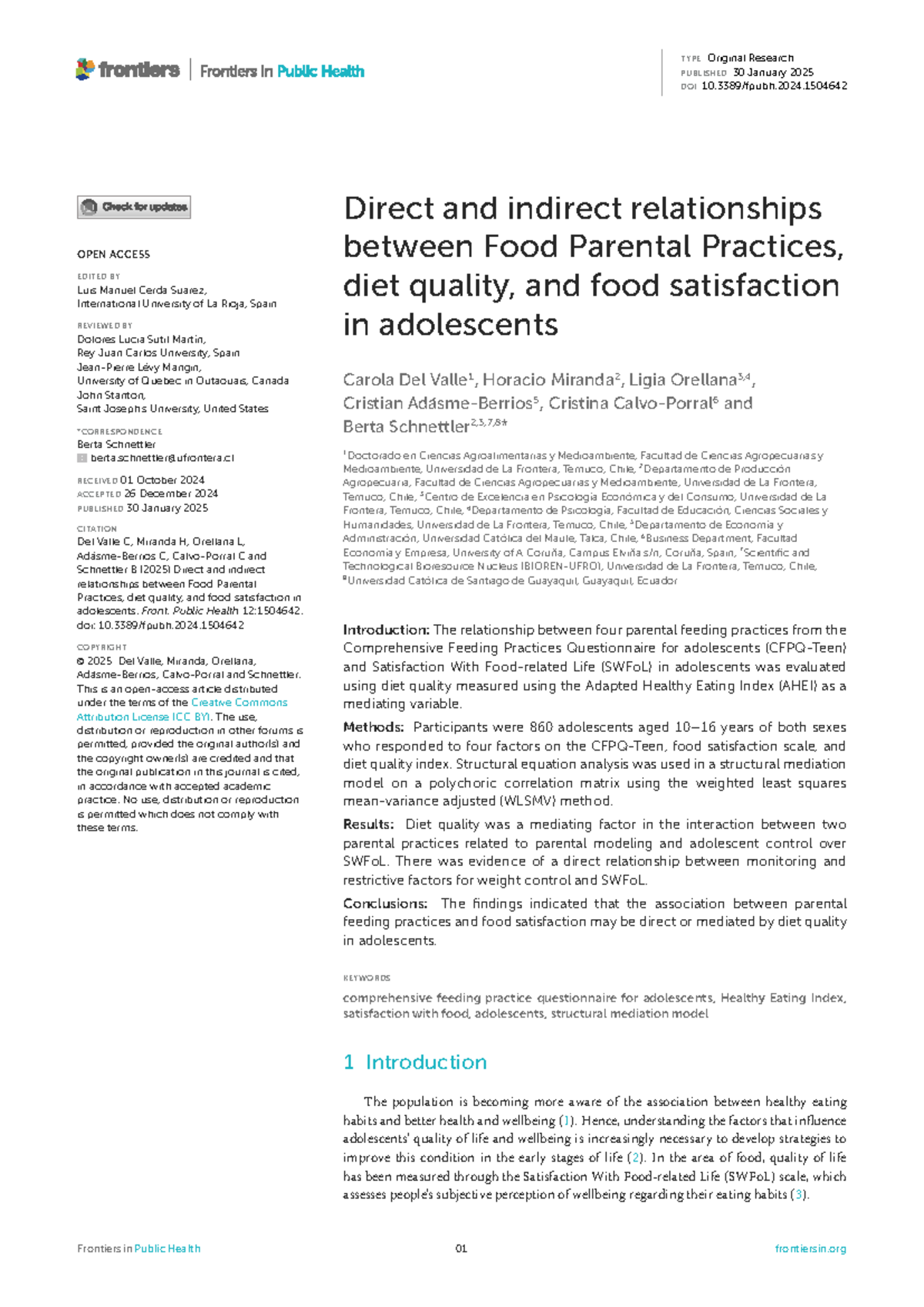 Direct and Indirect Relationships Between Food Parental Practices and ...