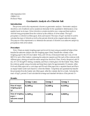 Lab report #1 8 30 - 27th August 2021 Professor Wayu CHEM 2101 ...