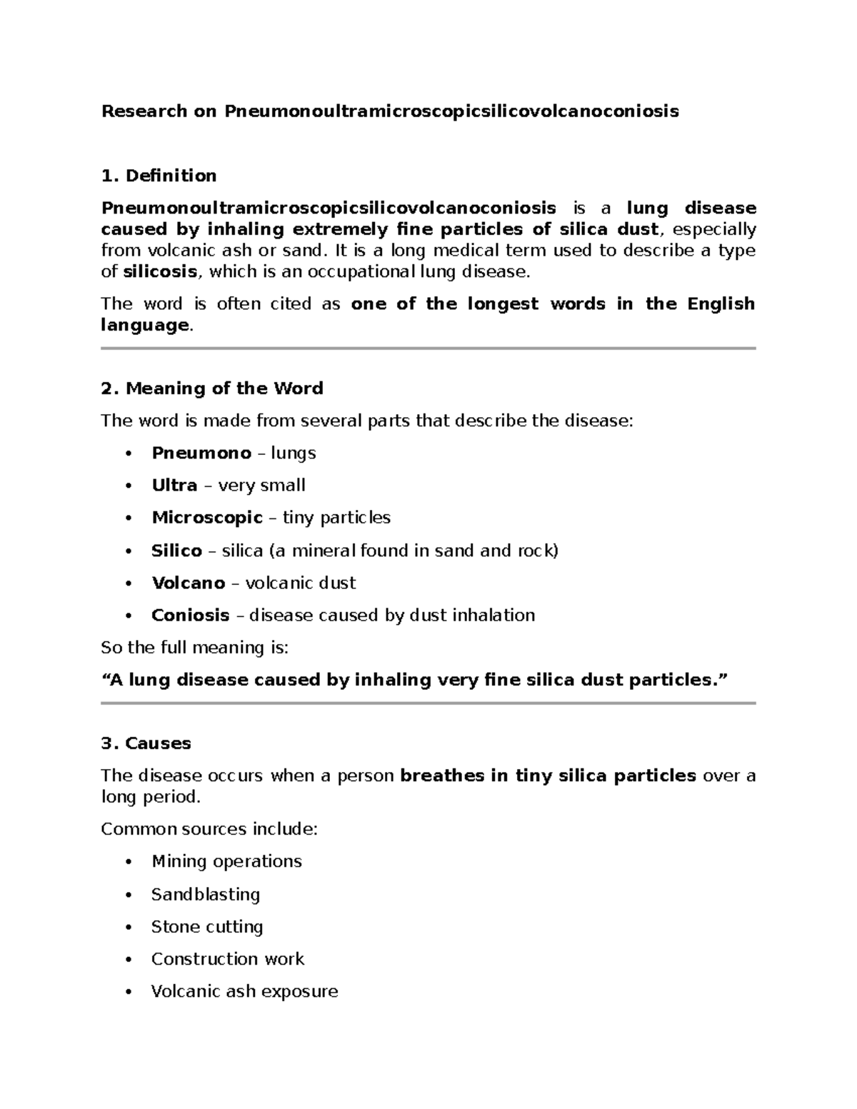 Research on Pneumonoultramicroscopicsilicovolcanoconiosis: Causes ...