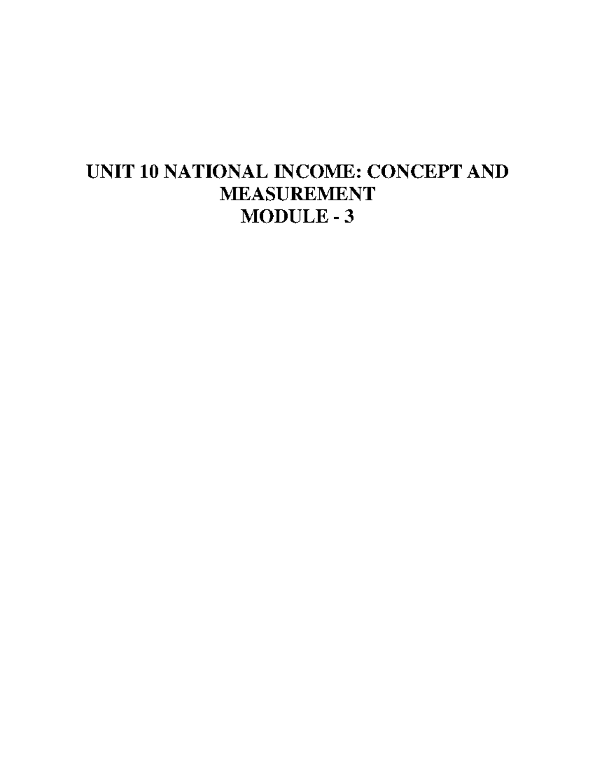 Unit-1 National Income Notes - Concept and Measurement - UNIT 10 ...