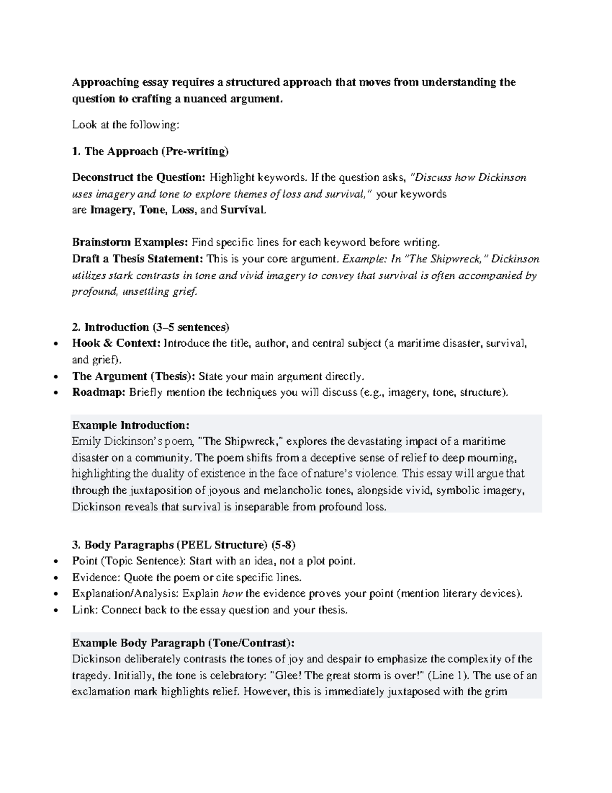 L- Essay-POEM- Sheepwreck Analysis and Structuring Guide - Studocu
