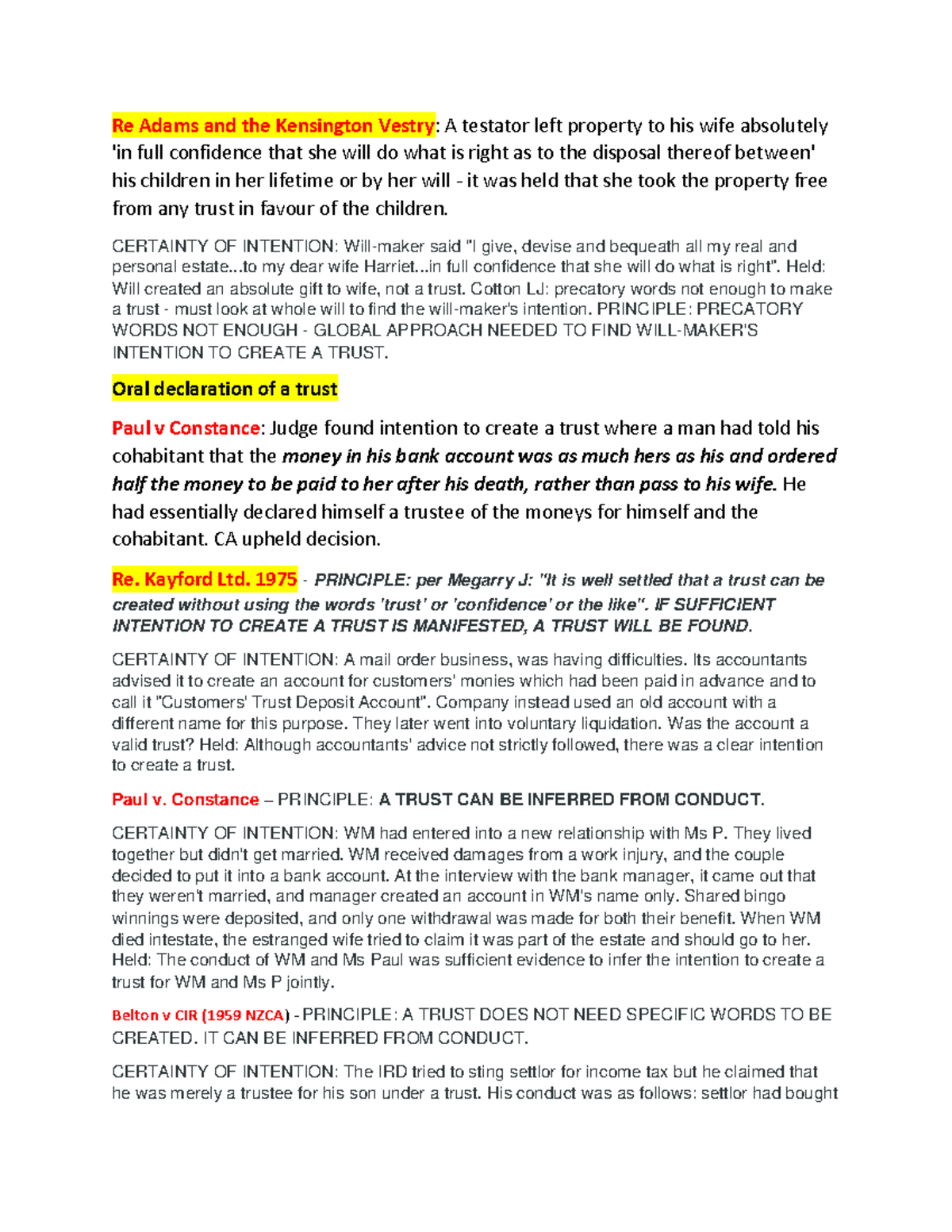 Re Adams and the Kensington Vestry: Certainty of Intention in Trusts ...