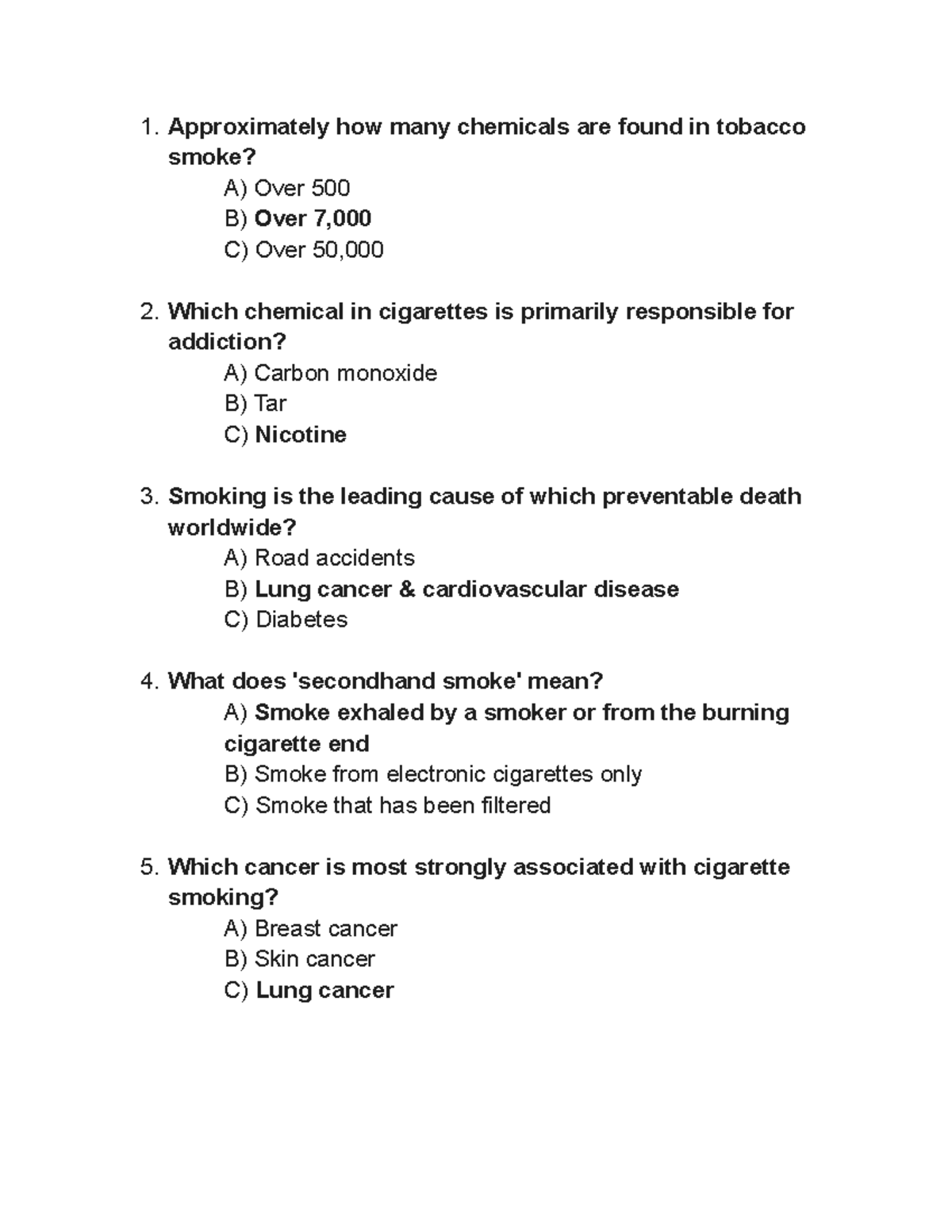 5 chemicals found in tobacco cigarettes #cigaretteschemicals #biologyfacts Quiz on Tobacco: Chemicals, Health