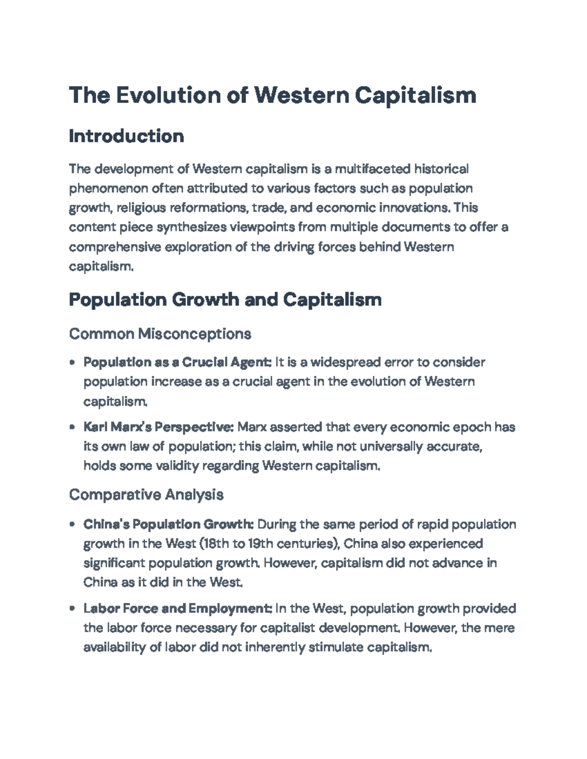 The Evolution of Western Capitalism: Factors and Influences - The ...