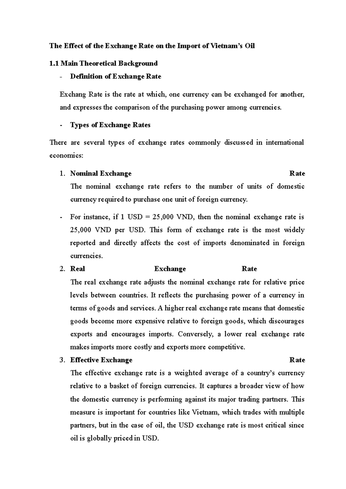 The Impact of Exchange Rate on Vietnam's Oil Imports: A Study - Studocu