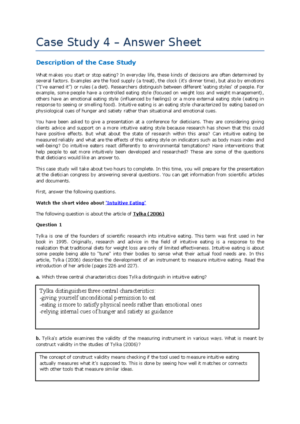 Case Study 4 - Intuitive Eating Research Insights & Answer Sheet ...