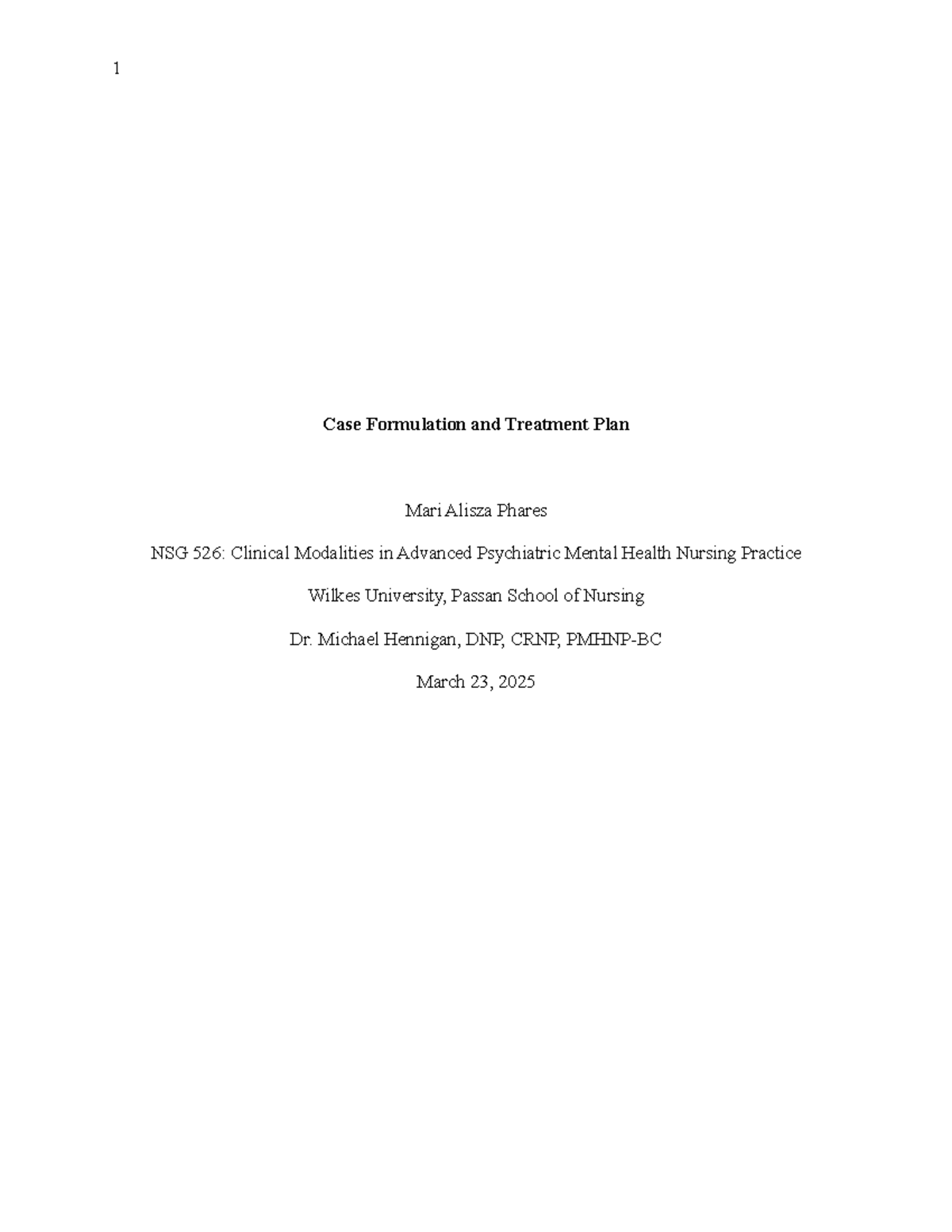 NSG 526: Case Formulation & Treatment Plan for Pediatric Patient - Studocu