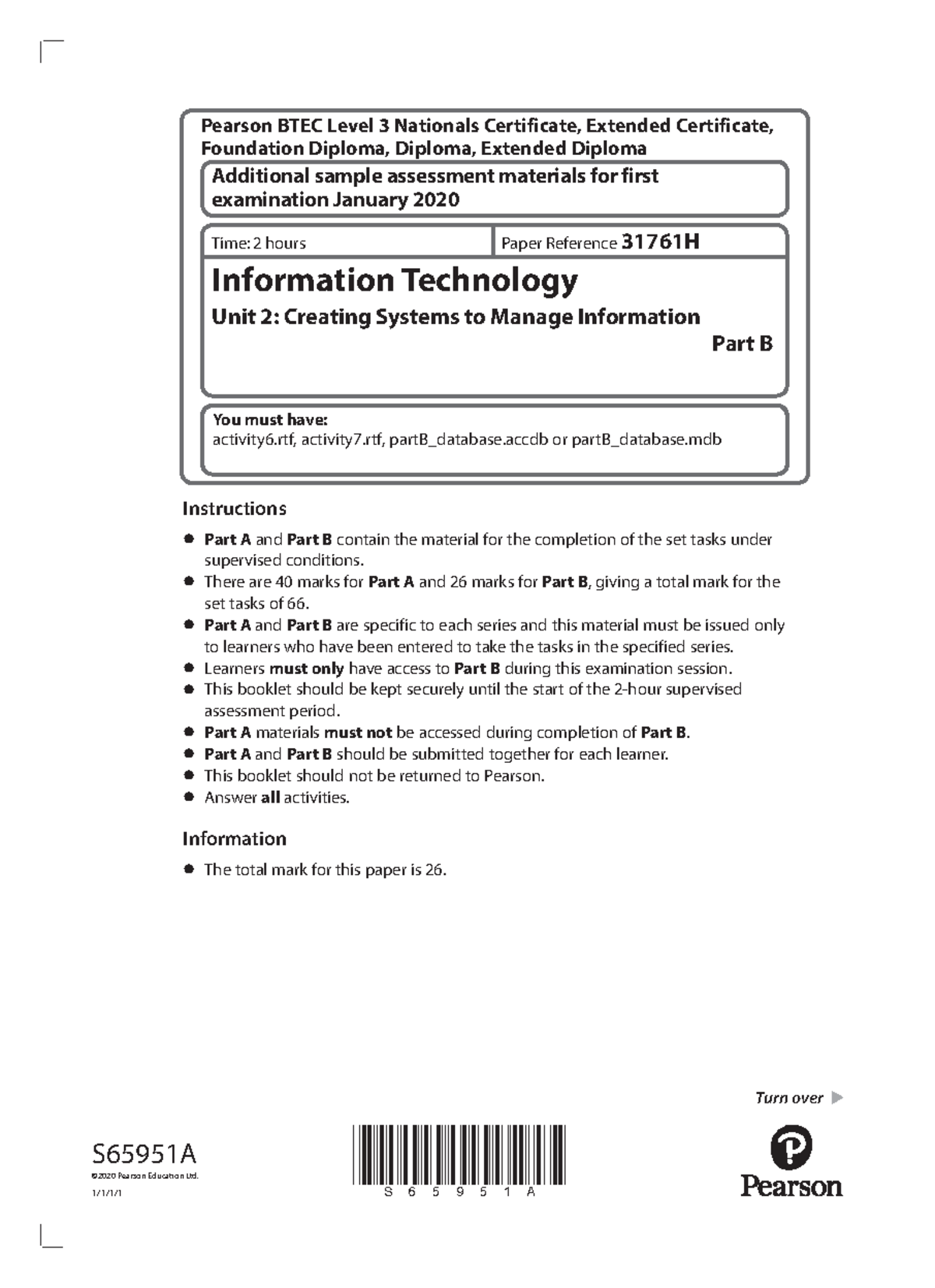 S65951 Information Technology Unit 2 Part B Set Task Guidelines 31761H ...