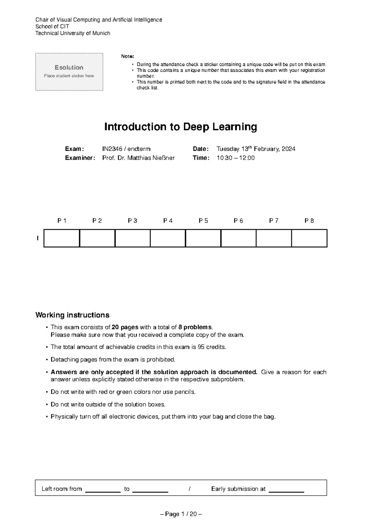 2023 WS Solutions - WS 23/24 exam solution - ####### Chair of Visual ...