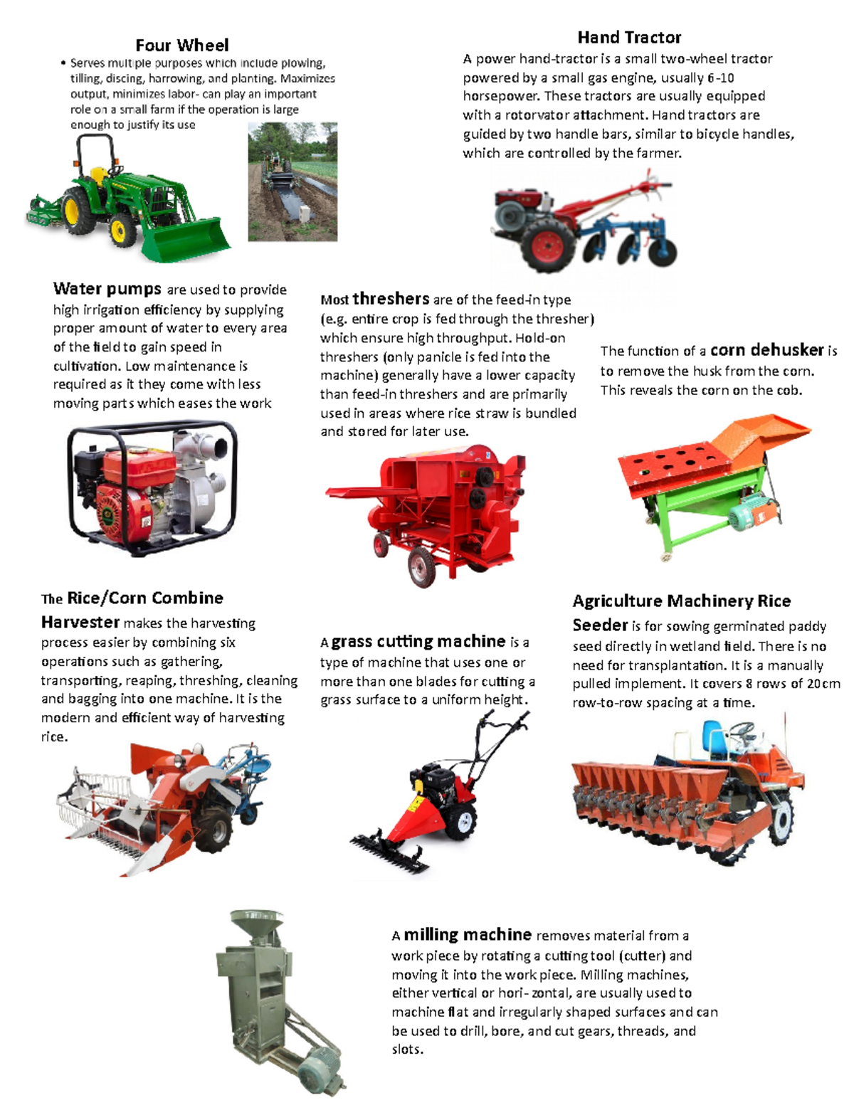 Farm Equipment 3: Overview of Agriculture Machinery and Tools - Studocu