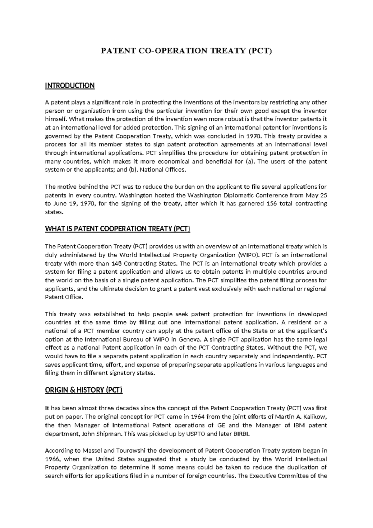 PCT 25: Overview and Insights on the Patent Cooperation Treaty - Studocu