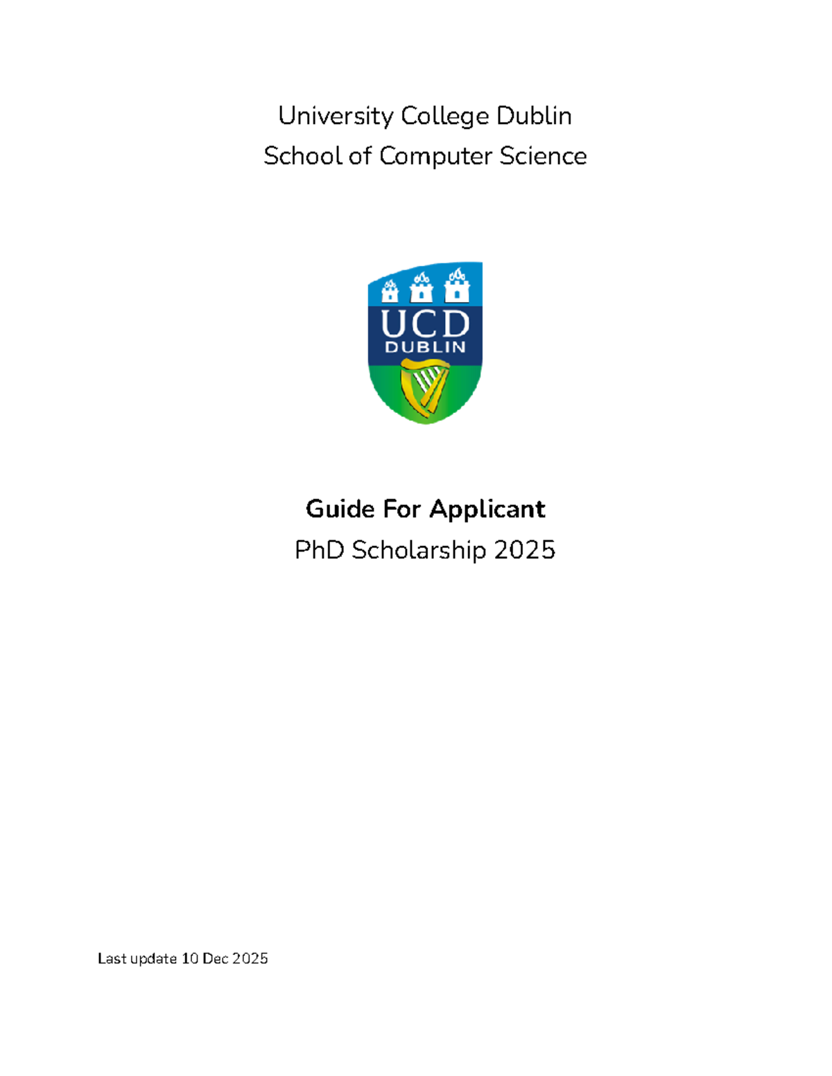 Guide for Applicants 2025 - University College Dublin School of ...