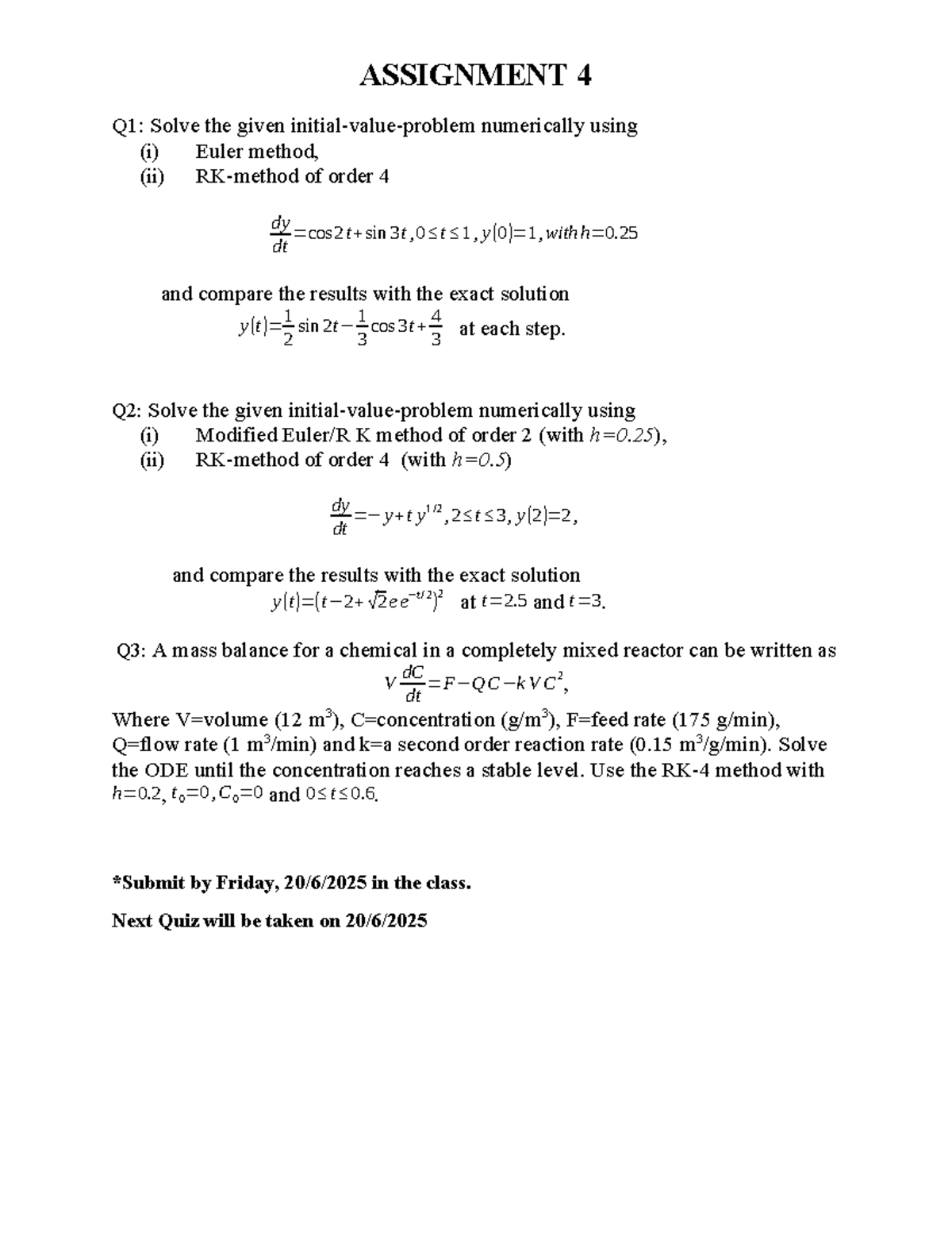 Numerical Solutions of Initial-Value Problems in ODEs (ENGR 202) - Studocu