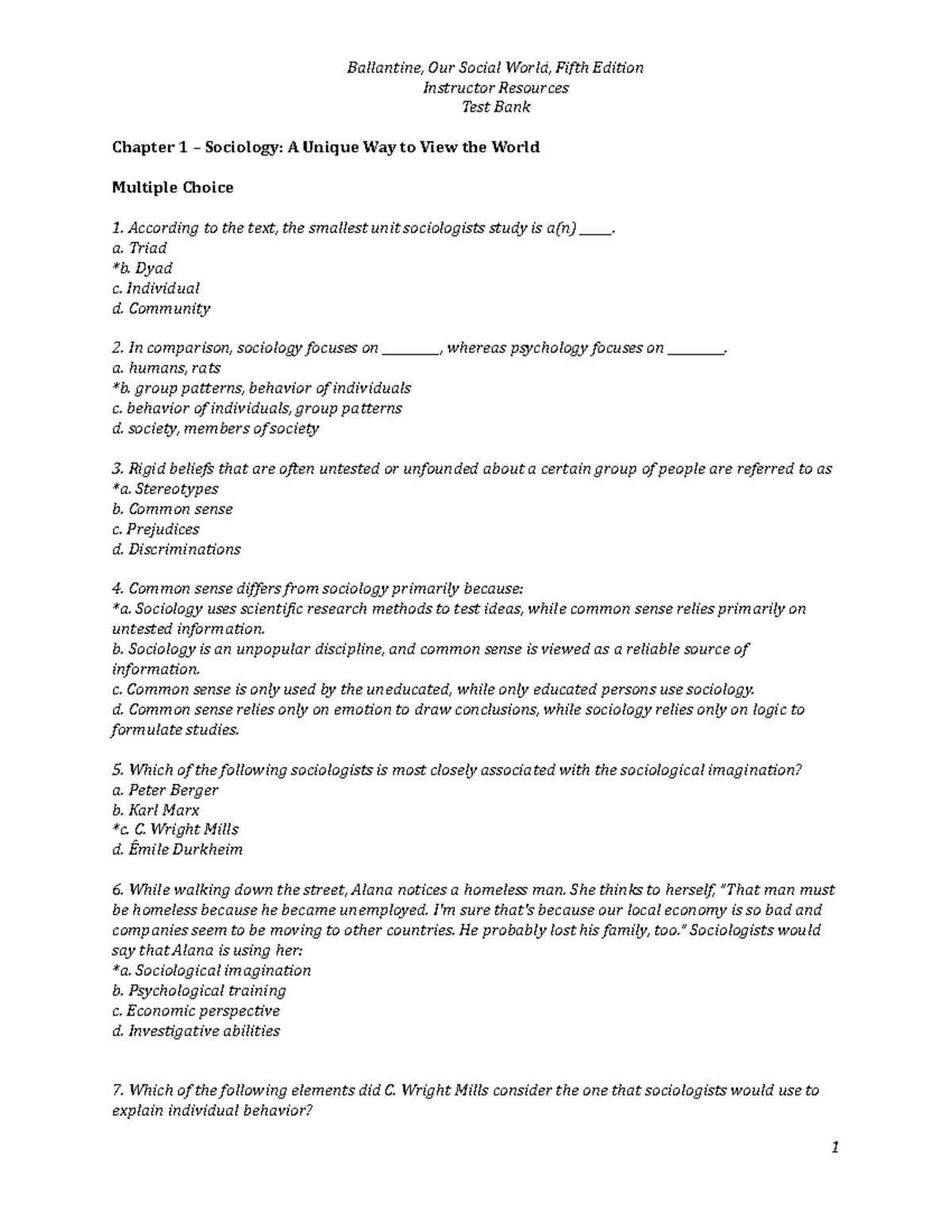 SOCI 101 Test 1 Review Questions - March 2014 - Studocu